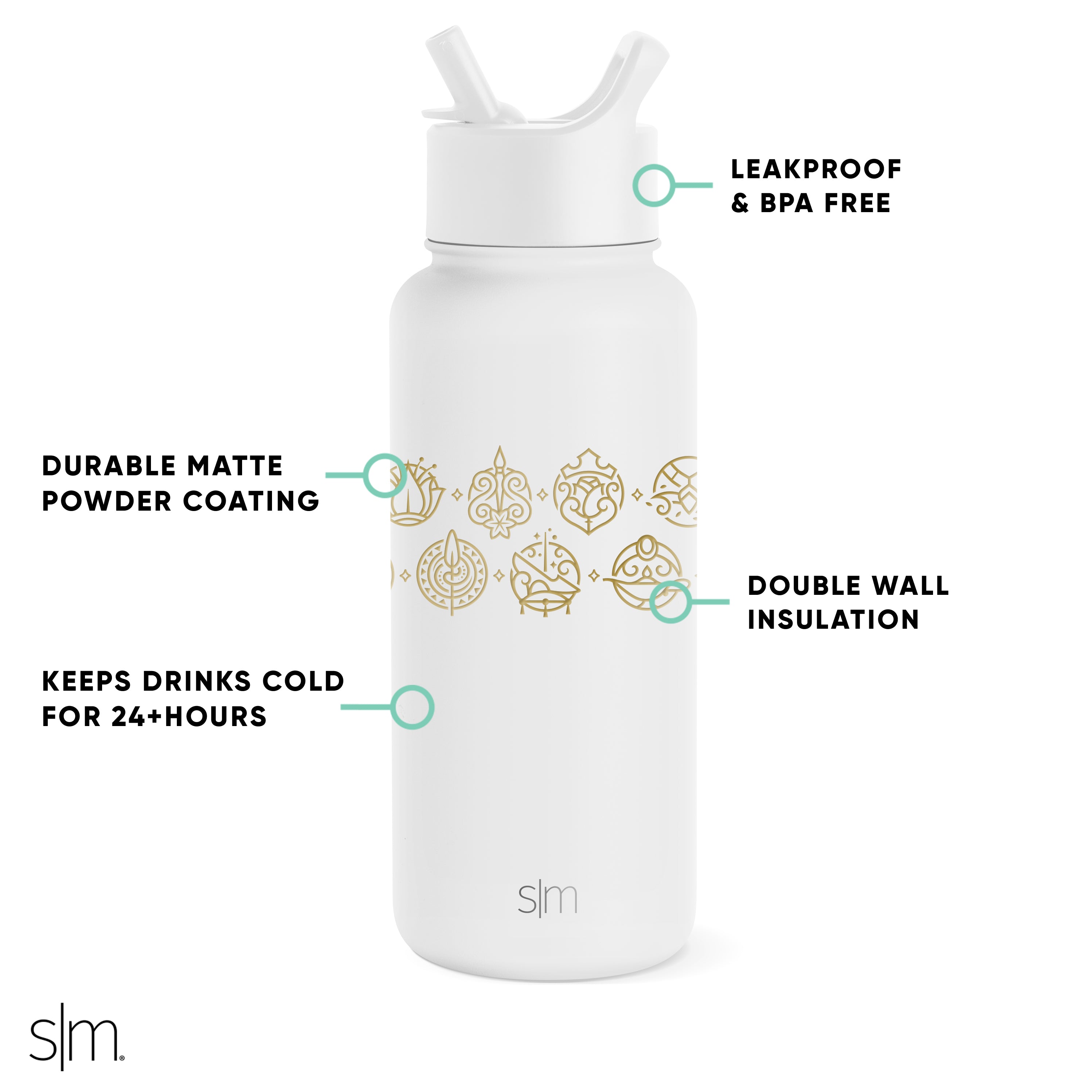 Disney Summit Insulated Water Bottle with Straw Lid - Leakproof Stainless Steel Thermos for Kids & Adults - Perfect for School, Gym, Hiking & Outdoor Activities