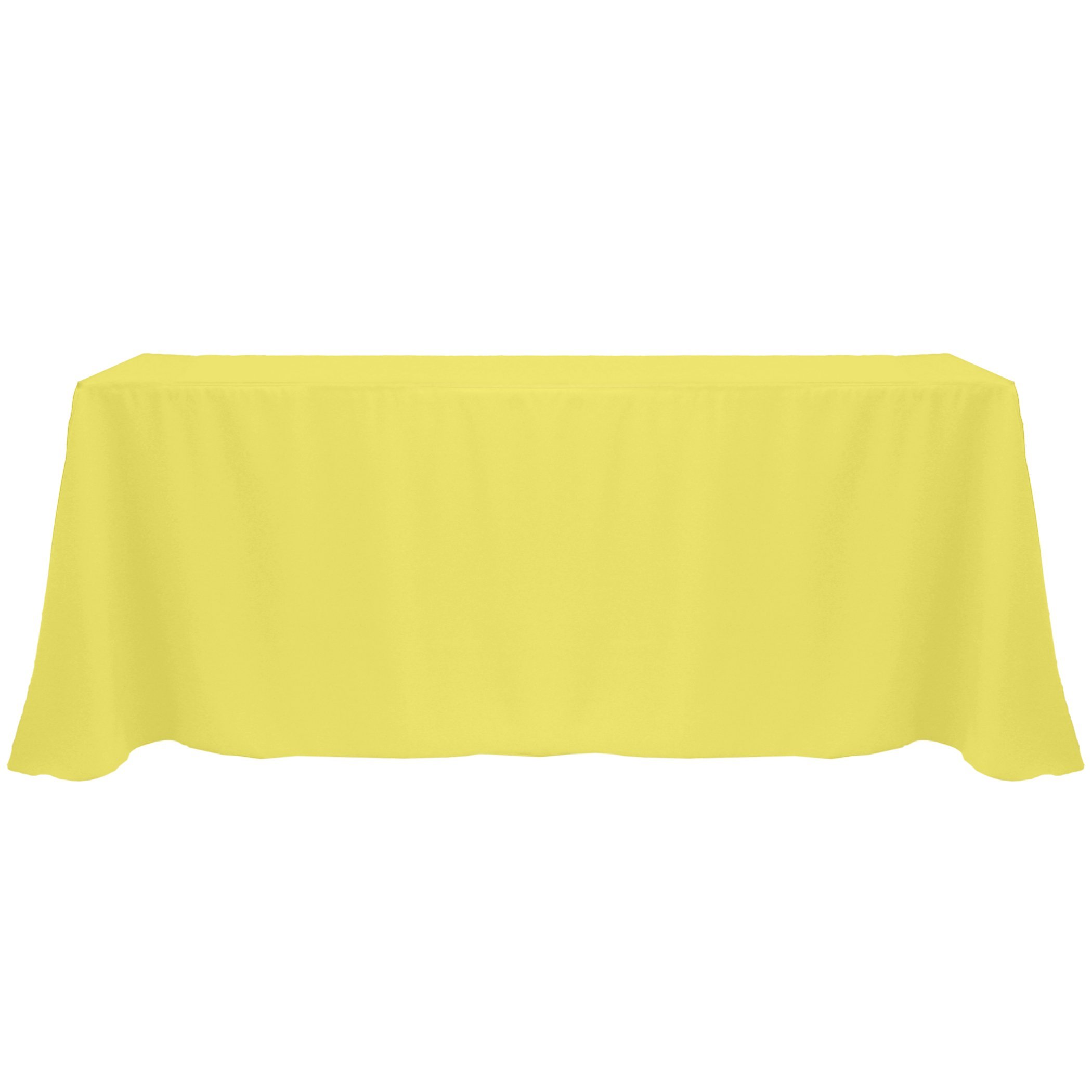 Premium 3-Pack 108 x 156 Inch Rectangular Polyester Tablecloth with Rounded Corners - Lemon Yellow - Perfect for Weddings, Banquets, and Outdoor Dining Events