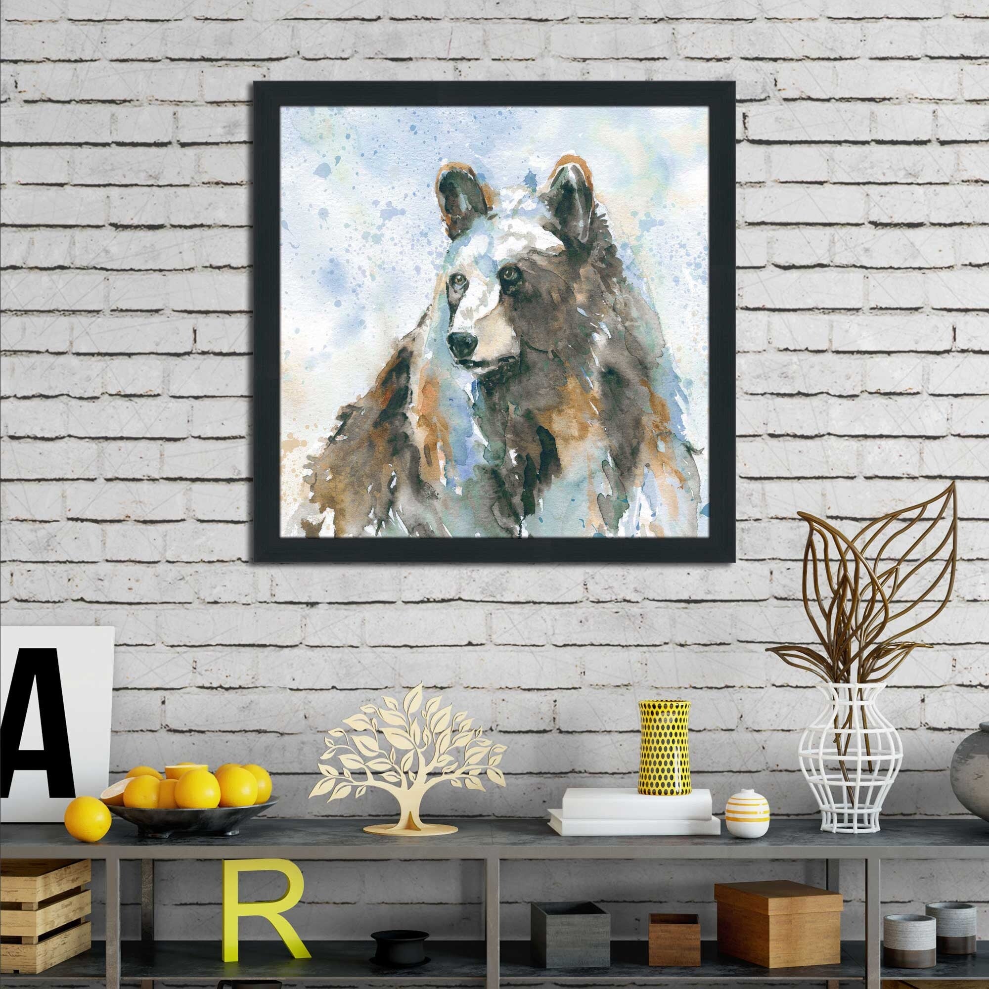 Black Bear On Blue by Carol Robinson - Premium Acrylic Wall Art Print - Perfect for Living Room, Bedroom & Office Decor