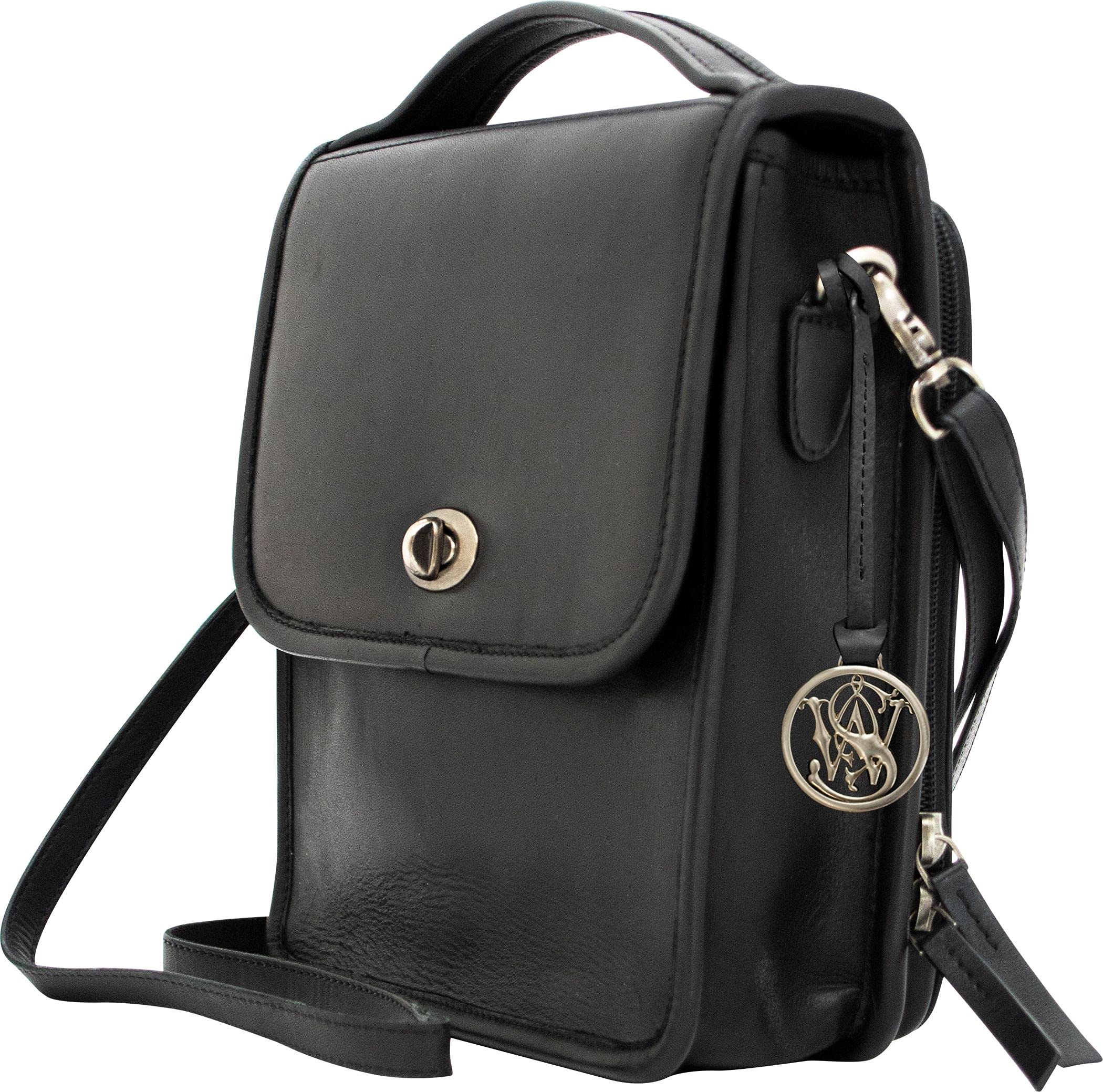 Smith & Wesson Vintage Crossbody Concealed Carry Purse - Distressed Leather CCW Bag for Women - Black | Everyday Use, Travel & Outdoor Activities