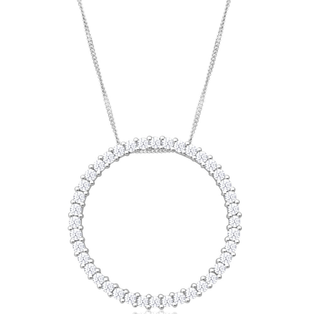 9ct White Gold Diamond Pendant Necklace with Chain - Elegant Jewelry Gift for Women, Perfect for Weddings, Anniversaries & Special Occasions
