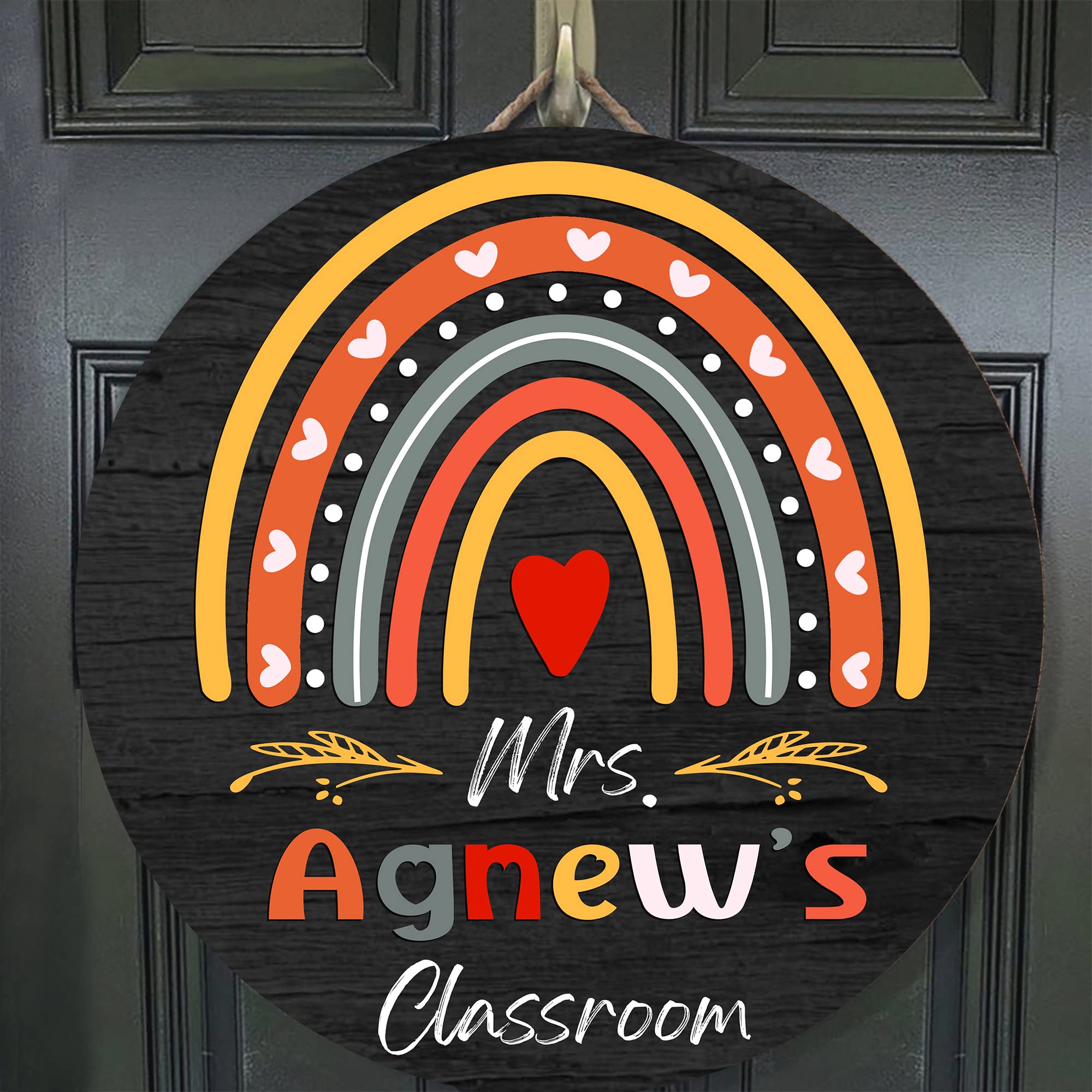 Custom Boho Rainbow Door Sign - Personalized Teacher Name Sign for Classroom Decor & Gifts