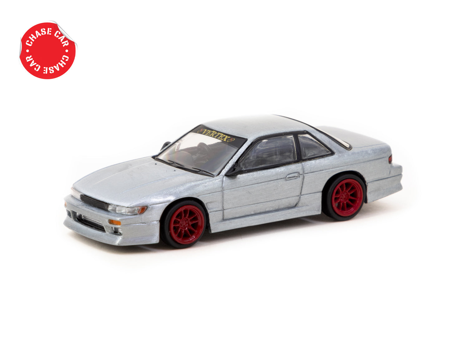 Tarmac Works VERTEX Nissan Silvia S13 Red Metallic 1:64 Scale Diecast Model Car - Collectible Toy for Car Enthusiasts & Display for Home/Office Decor