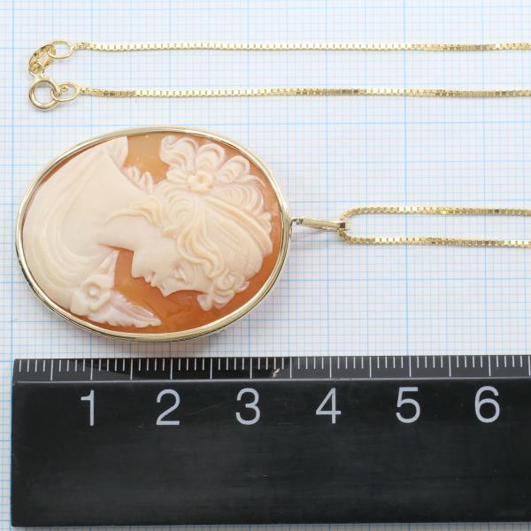 14K Yellow Gold Shell Cameo Necklace & Brooch - Vintage Elegance for Women, Perfect Gift for Weddings, Anniversaries & Special Occasions