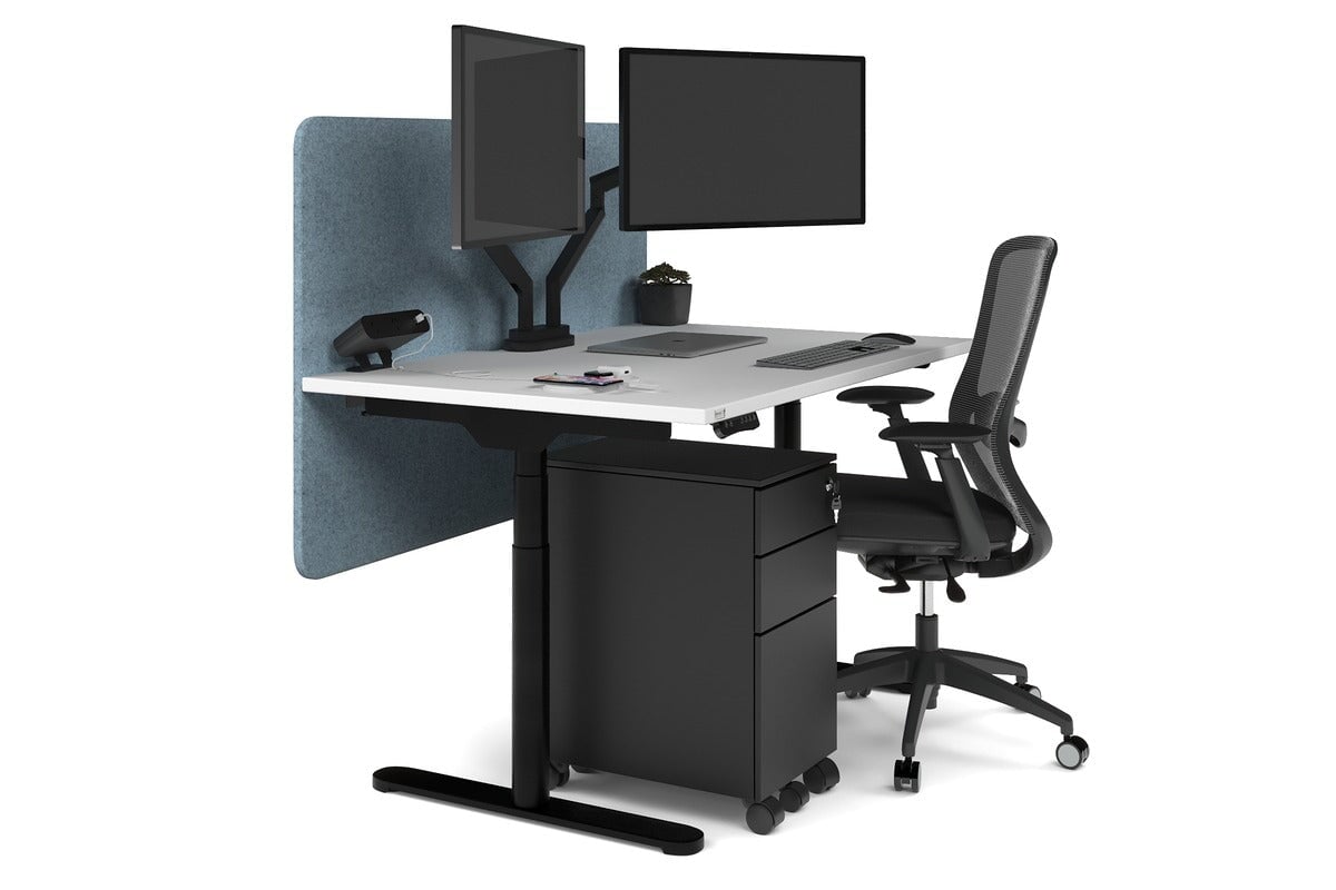 Flexi Premium Height Adjustable Single Workstation Desk - 1400L x 800W with Cable Management - Ergonomic Standing Desk for Home Office & Workspace