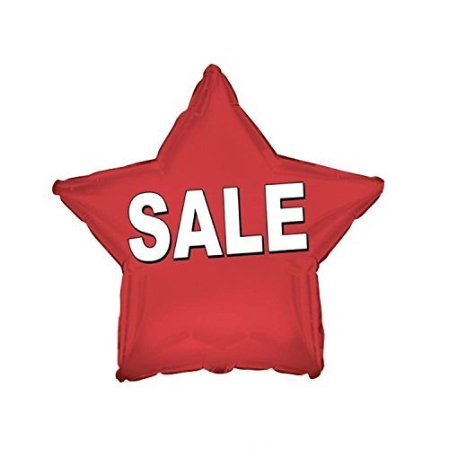 18 Inch PMU Red Sale Star Mylar Balloon - Perfect for Birthday Parties, Graduations & Celebrations | Single Pack