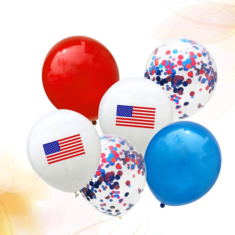 BinaryABC Patriotic Latex Balloons with Confetti - 25Pcs 4th of July Decorations for Independence Day Parties, Birthday Celebrations & Patriotic Events