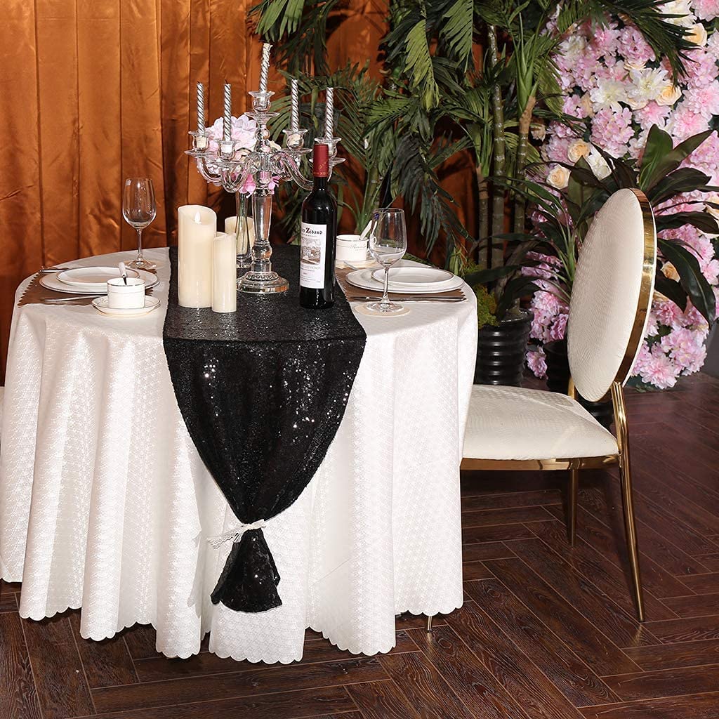 12 Pack Black Sequin Table Runner 12