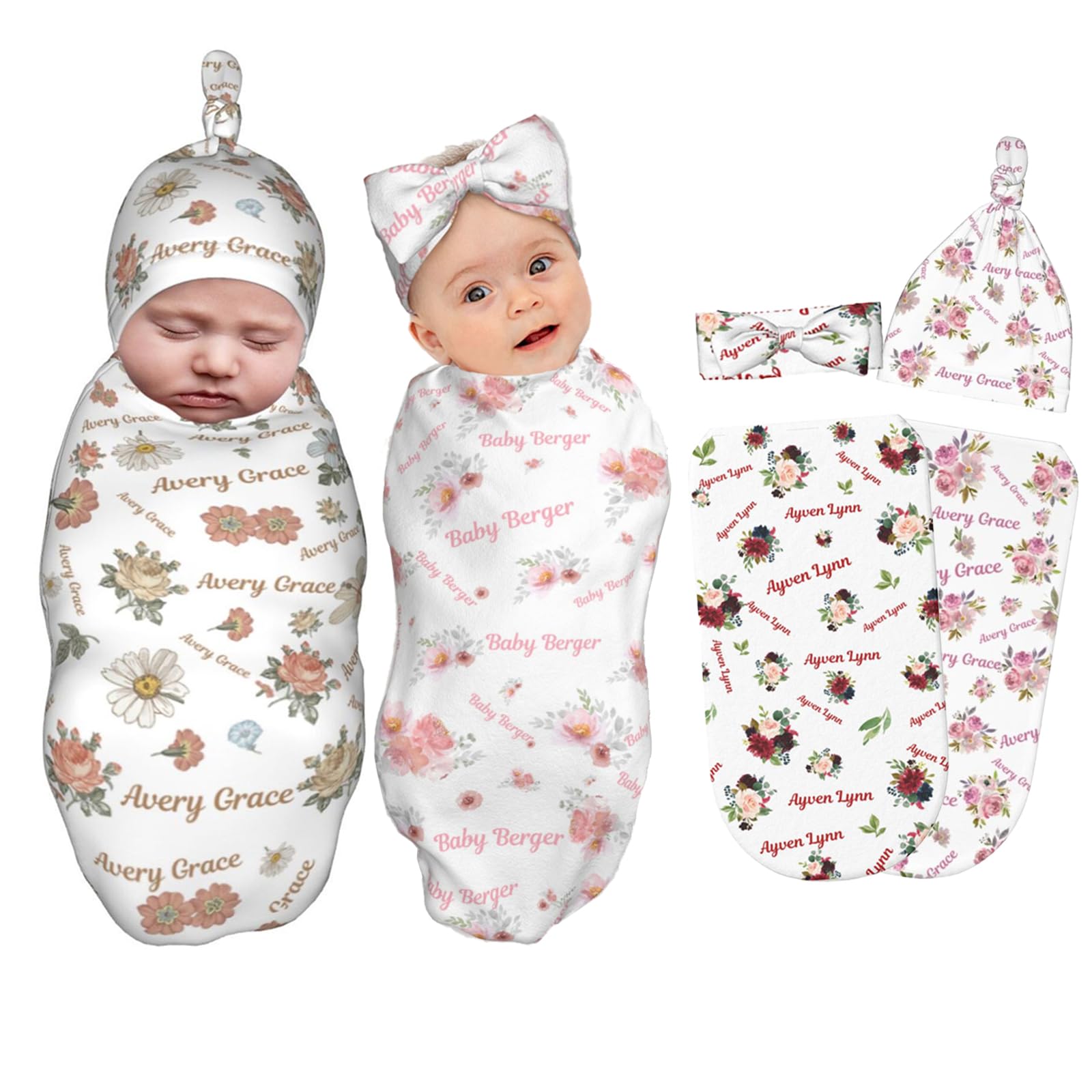 Custom Personalized Baby Blankets for Girls & Boys - Embroidered Name Blanket for Newborns, Infants | Soft Swaddle & Keepsake Gift (Floral Design) - Perfect for Nursery, Christening, Baby Showers & Special Occasions