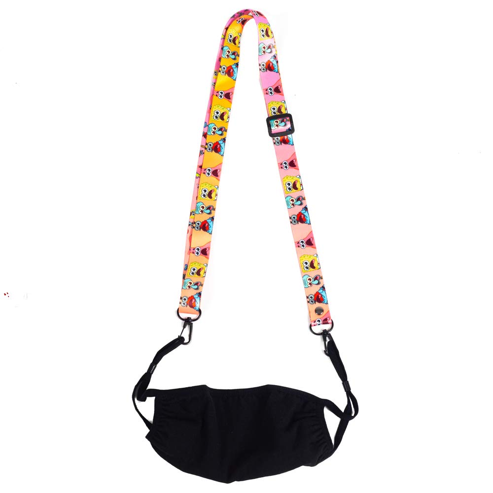 Spongebob Printed Mask Lanyard Holder - Adjustable Face Mask Strap for Kids & Adults - Perfect for School, Work, Travel & Daily Use