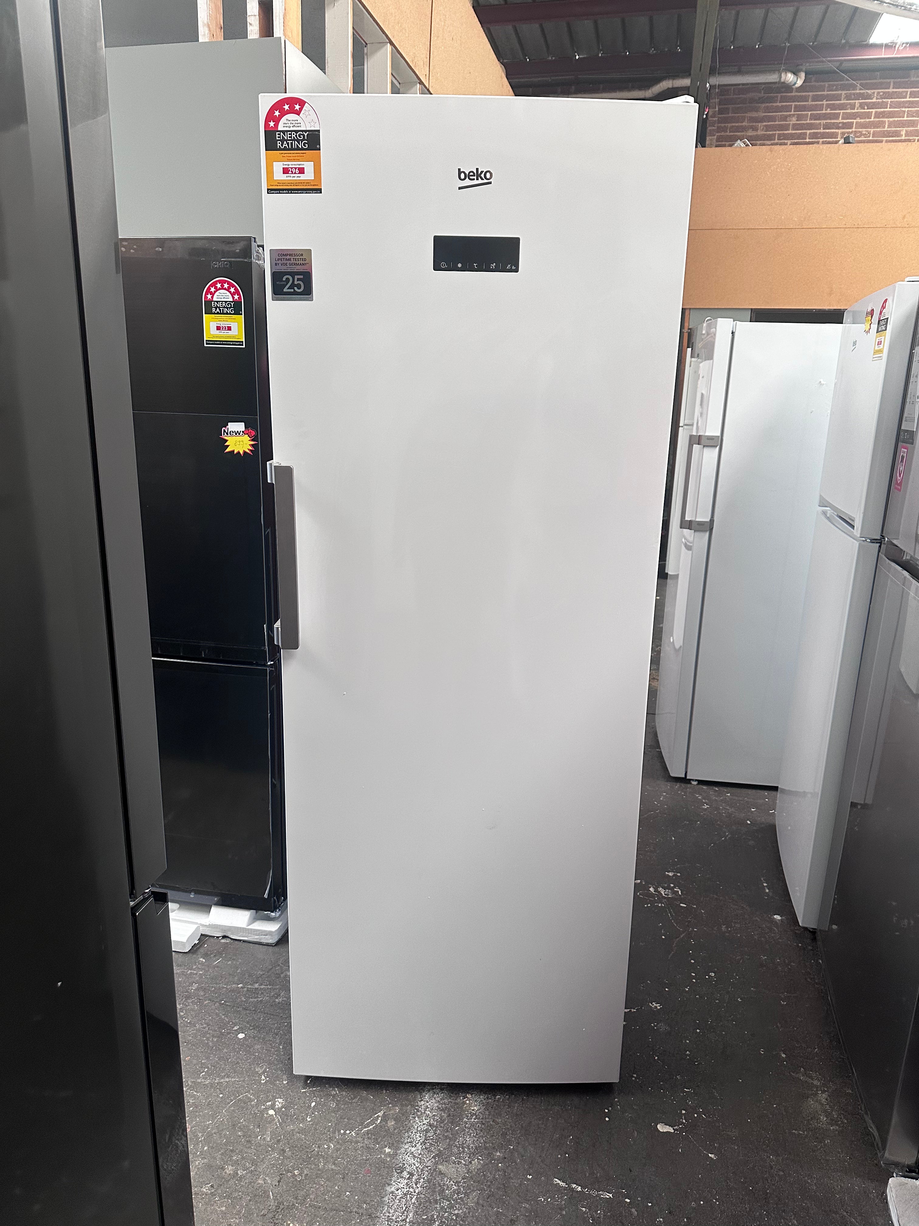 Beko 404L Frost Free Upright Freezer - Energy Efficient European Made Appliance (BVF404W) with 12 Month Warranty - Perfect for Home, Restaurant & Commercial Kitchen Storage