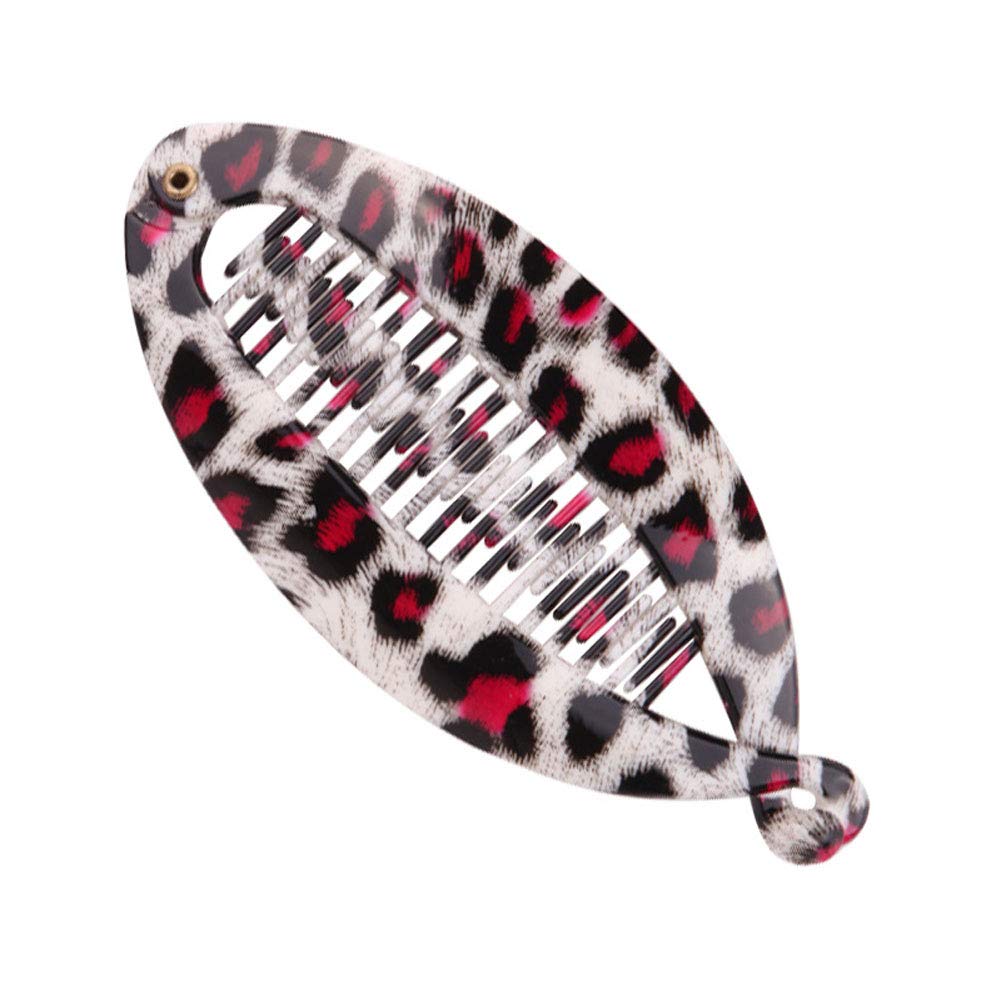 4PCS Women's Fashion Leopard Print Banana Hair Clips - Plastic Fish Shape Hair Grips, Hair Clincher Claws, Jaw Clips for Women & Girls (Small) - Perfect for Parties, Weddings & Daily Styling
