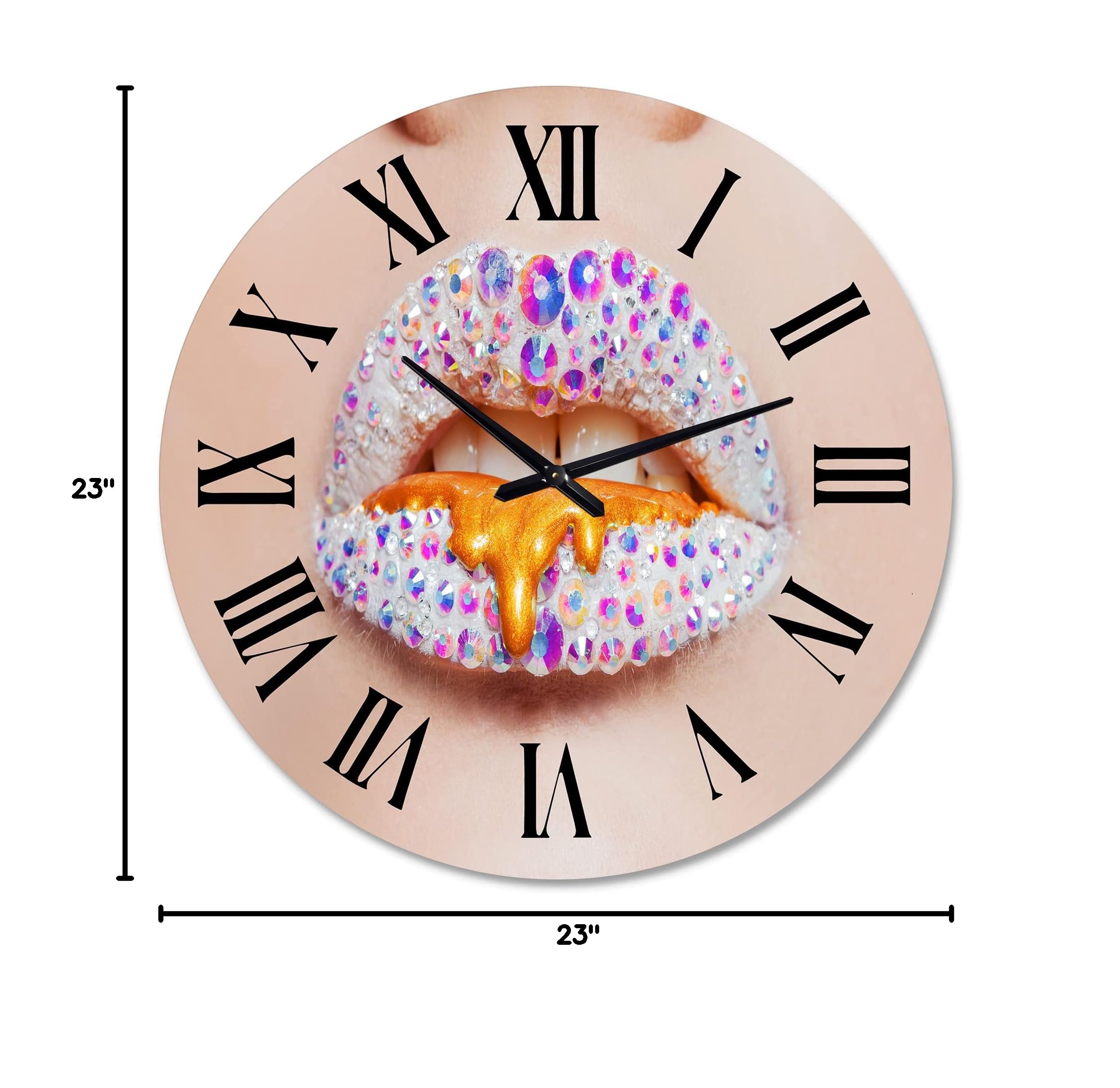 Stylish Rhinestone Smudge Design Modern Large Wall Clock - Elegant Office Decor & Home Wall Art for Living Room, Bedroom, or Workspace
