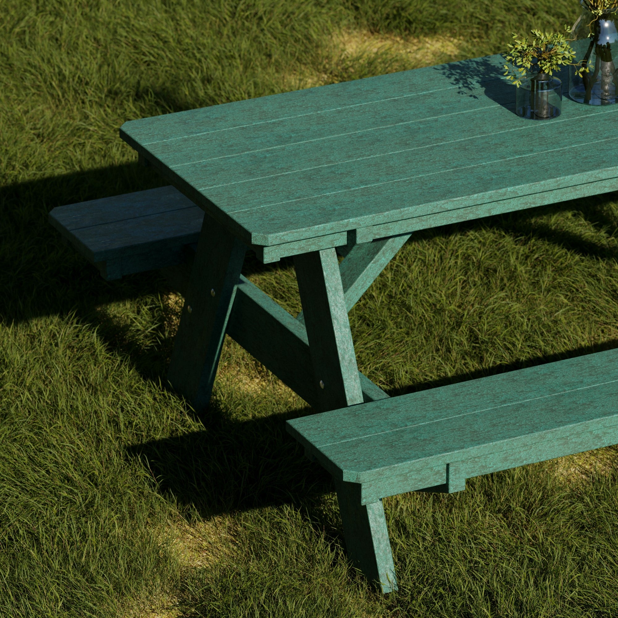 Heritage 72 Inch Outdoor Picnic Table with Attached Benches - Durable All-Weather Patio Furniture for Backyard, Garden, and Park Gatherings