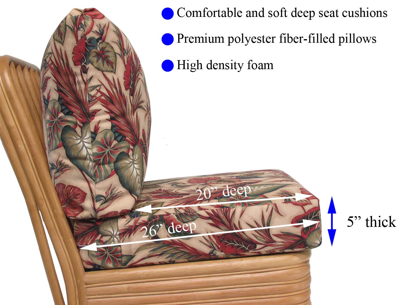 Rattan Lounge Club Chair for Living Room - Modern Wicker Accent Chair (#1692AW-IS) - Perfect for Patio, Sunroom & Boho Home Decor
