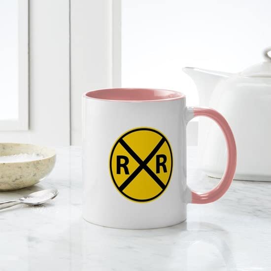 Railroad Crossing Ceramic Coffee Mug 11 oz (325 ml) - Perfect for Train Enthusiasts, Commuters & Office Use