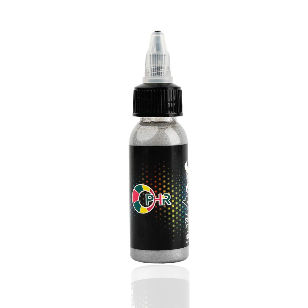 OPHIR Temporary Tattoo Ink - Professional Airbrush Body Art Pigment for Tattoo Artists - 30ML/Bottle (Silver) | Perfect for Halloween, Cosplay, and Festival Body Paint Designs