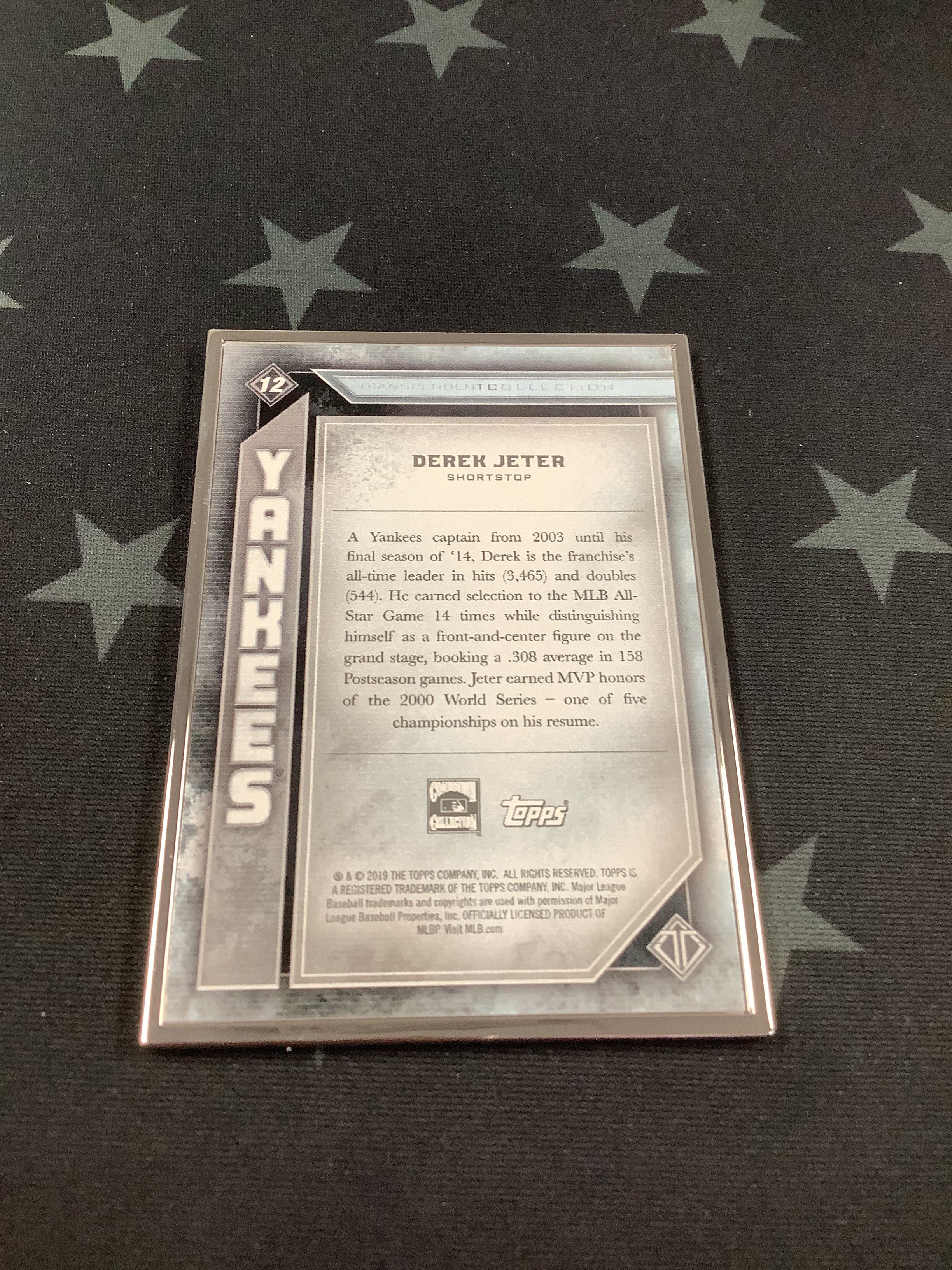 2019 Derek Jeter Transcendent Collection Baseball Card #12/100 - Rare Limited Edition for Collectors & Sports Fans - Perfect for Display, Gifts, and Investment