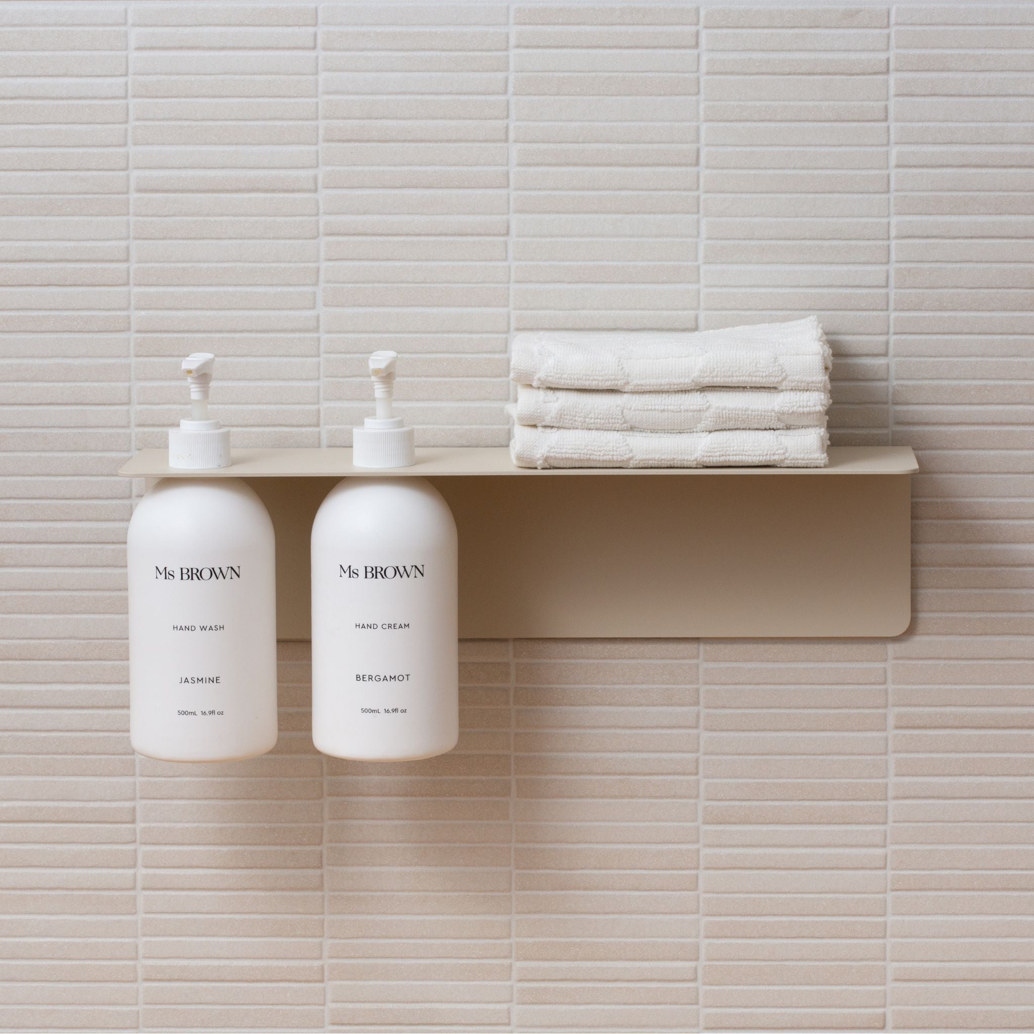 DESIGNSTUFF Dual Soap Dispenser Holder - Wall Mounted Bathroom Organizer for Liquid Soap & Lotion (Sand Color) - Perfect for Kitchen, Bathroom, and Laundry Room Storage
