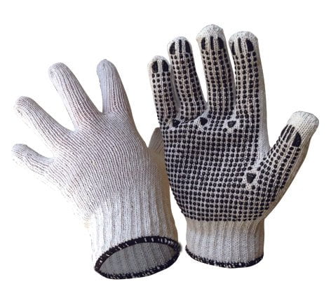 Armour Polycotton Black Dot Gloves - 12 Pairs Pack, Breathable & Durable Work Gloves for Gardening, Cleaning, and DIY Projects