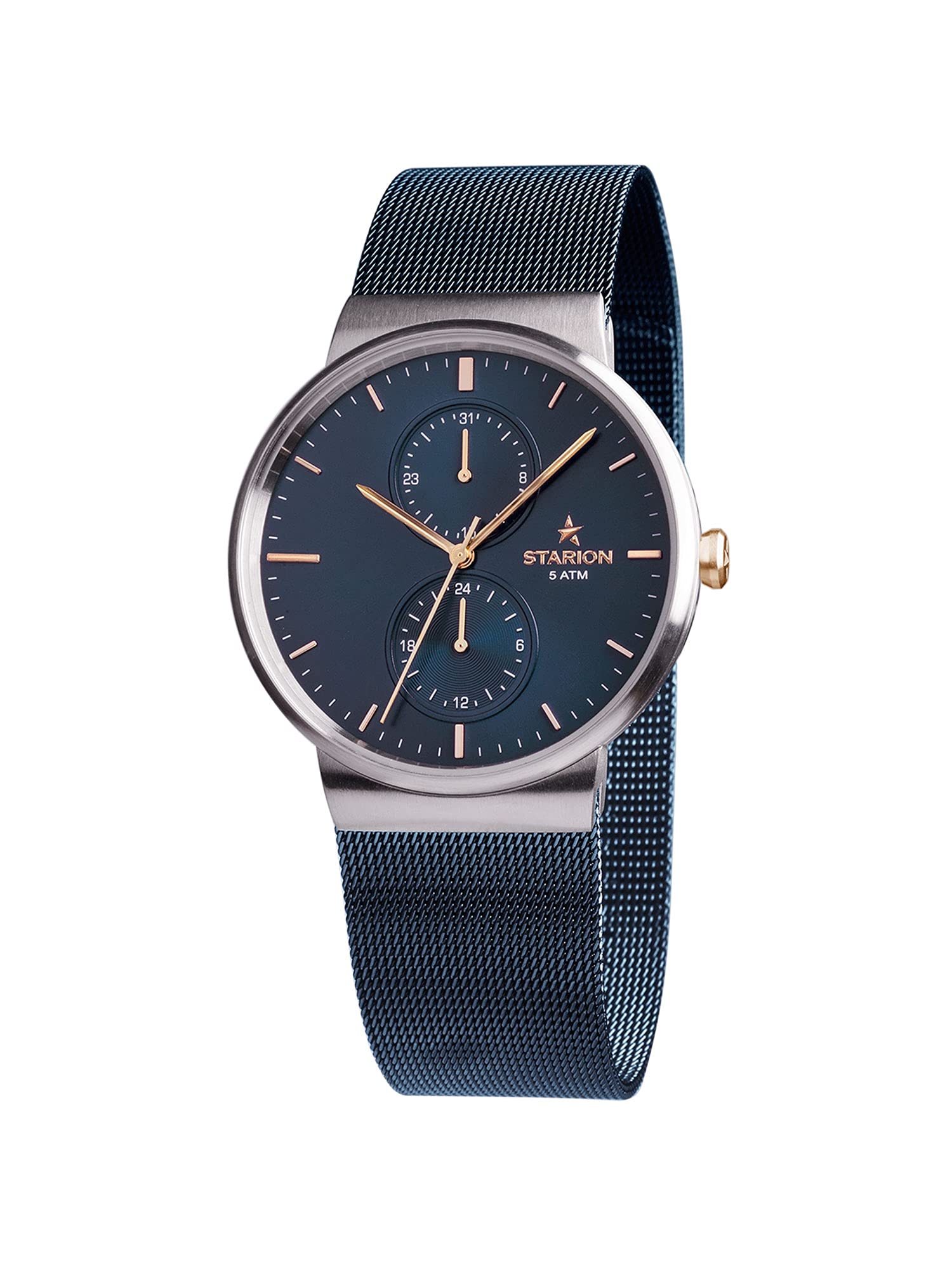 STARION Men's Slate Watch - Japanese Quartz Movement - Water Resistant - Steel Mesh Band for Business & Casual Wear