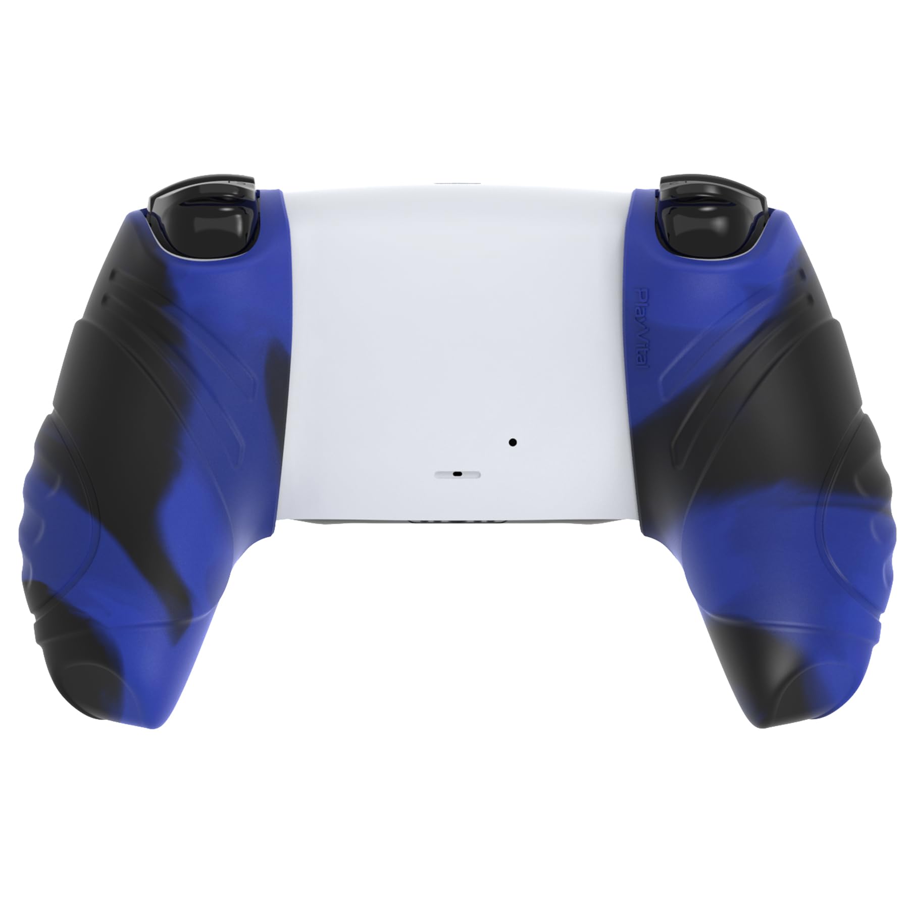 PlayVital Anti-Slip Silicone Cover for PS5 Controller - Protective Grip Skin Case Compatible with Charging Station (Guardian Edition, Blue & Black) - Perfect for Gaming, Travel, and Long Play Sessions