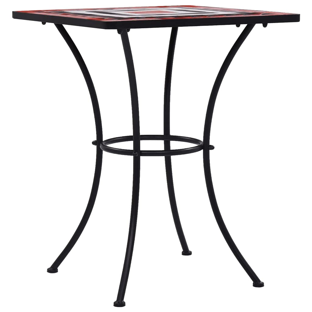 vidaXL Mosaic Outdoor Bistro Table - Terracotta & White Ceramic Tabletop with Powder-Coated Iron Frame - Weather-Resistant Patio Furniture for Balcony, Garden or Backyard - Easy to Clean & Assemble - Perfect for Outdoor Dining, Coffee Time & Relaxation