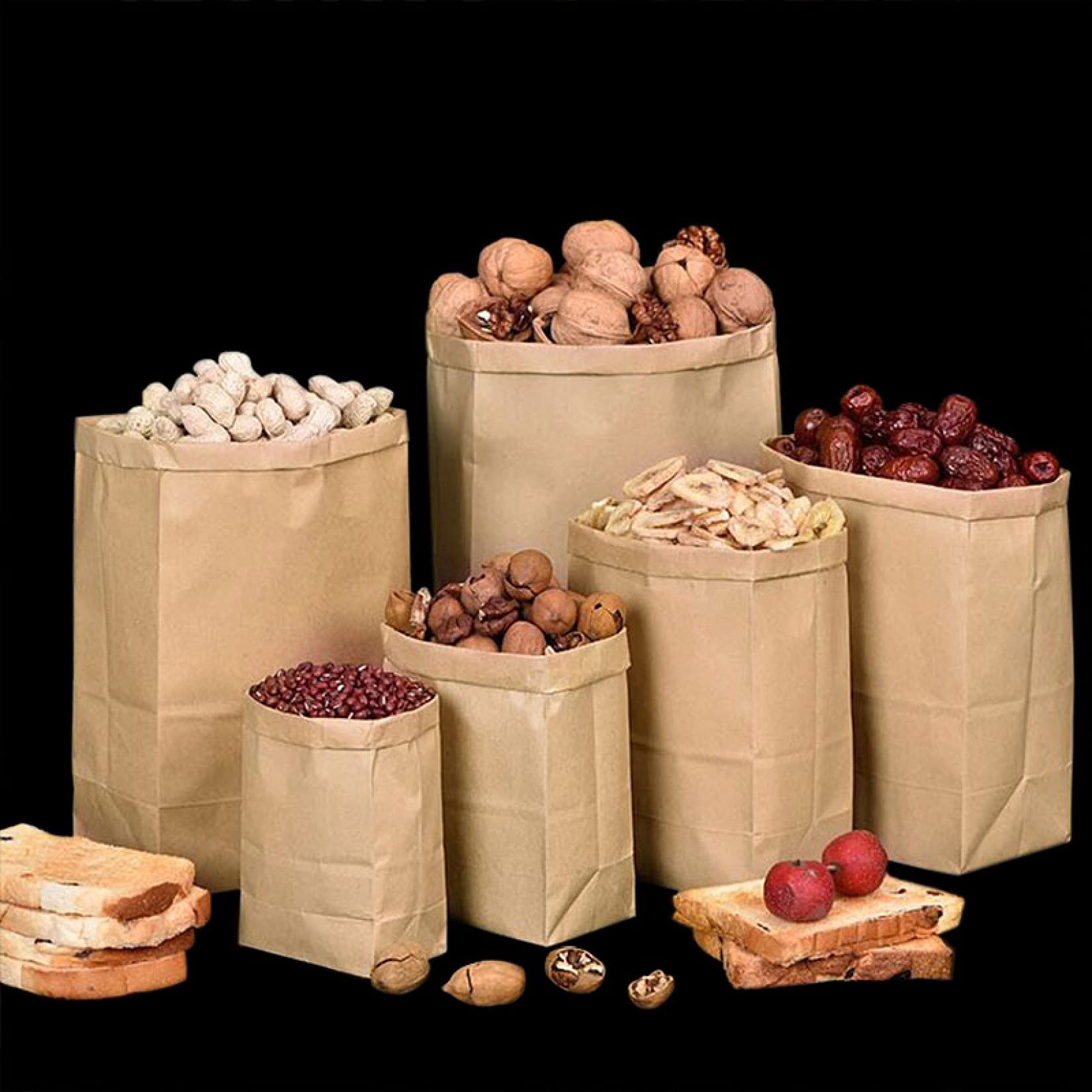 10Pcs Brown Kraft Paper Bags - Eco-Friendly Takeaway Food Bags for Bakery, Candy, Vegetables & Groceries | Perfect for Picnics, Parties & Sustainable Packaging