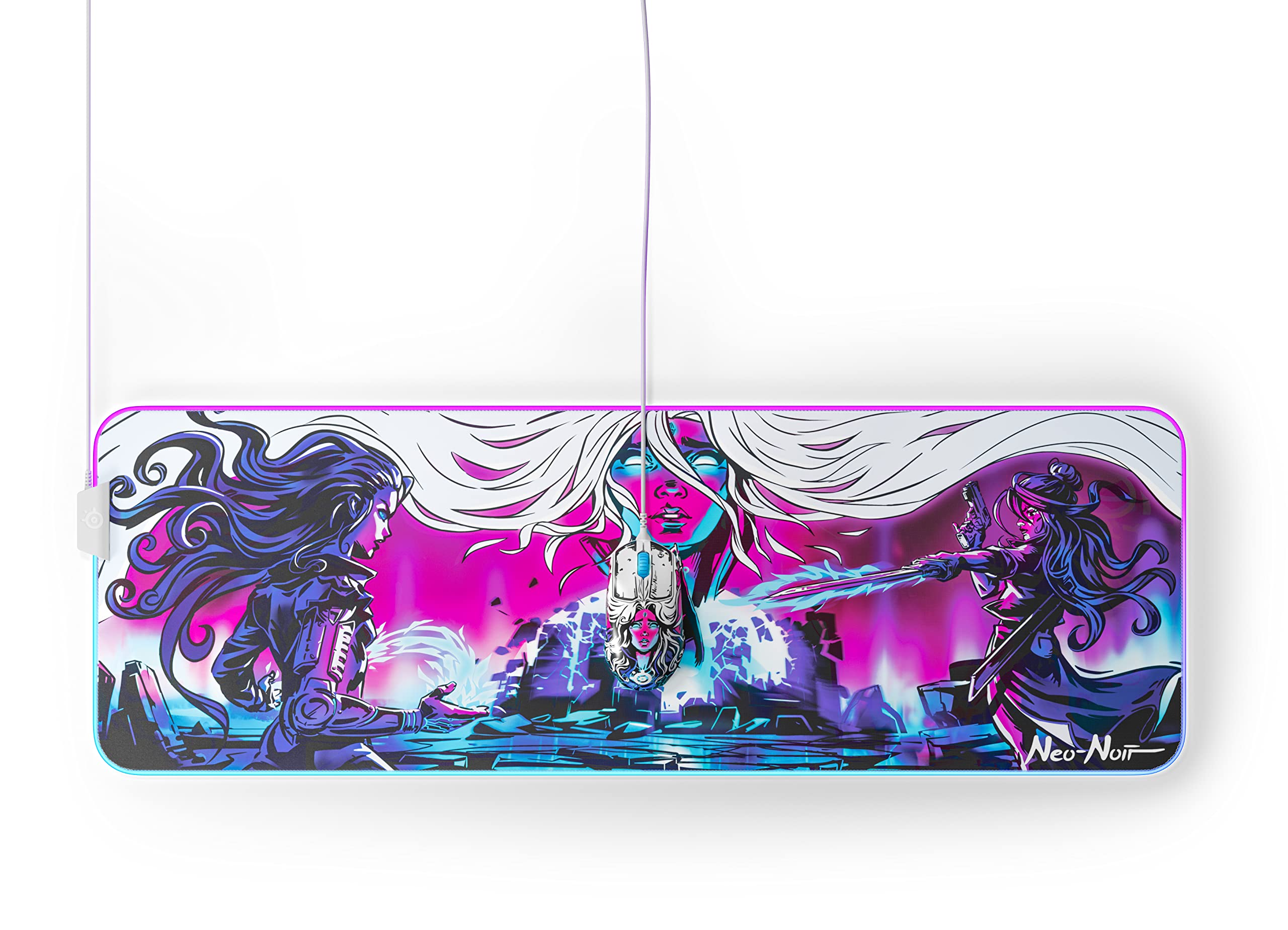 SteelSeries QcK Prism XL RGB Gaming Mouse Pad - 2-Zone Dynamic Lighting, Enhanced Tracking for Gaming Sensors, Neo Noir Design - Perfect for PC & Console Gaming Setup