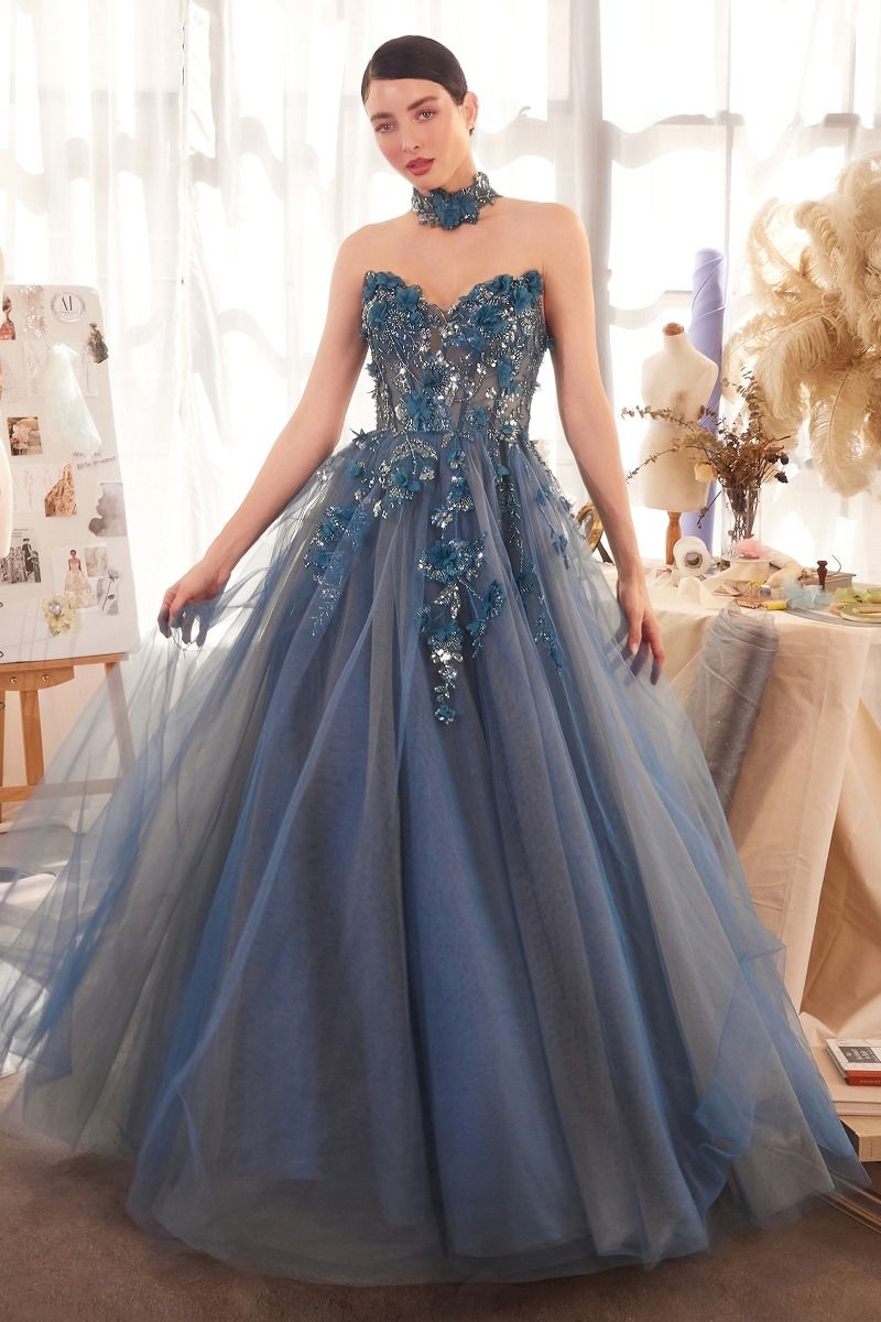 Andrea & Leo A1399 Elegant Strapless Lace Ball Gown Wedding Dress - Perfect for Bridal, Prom, Quinceañera & Formal Events