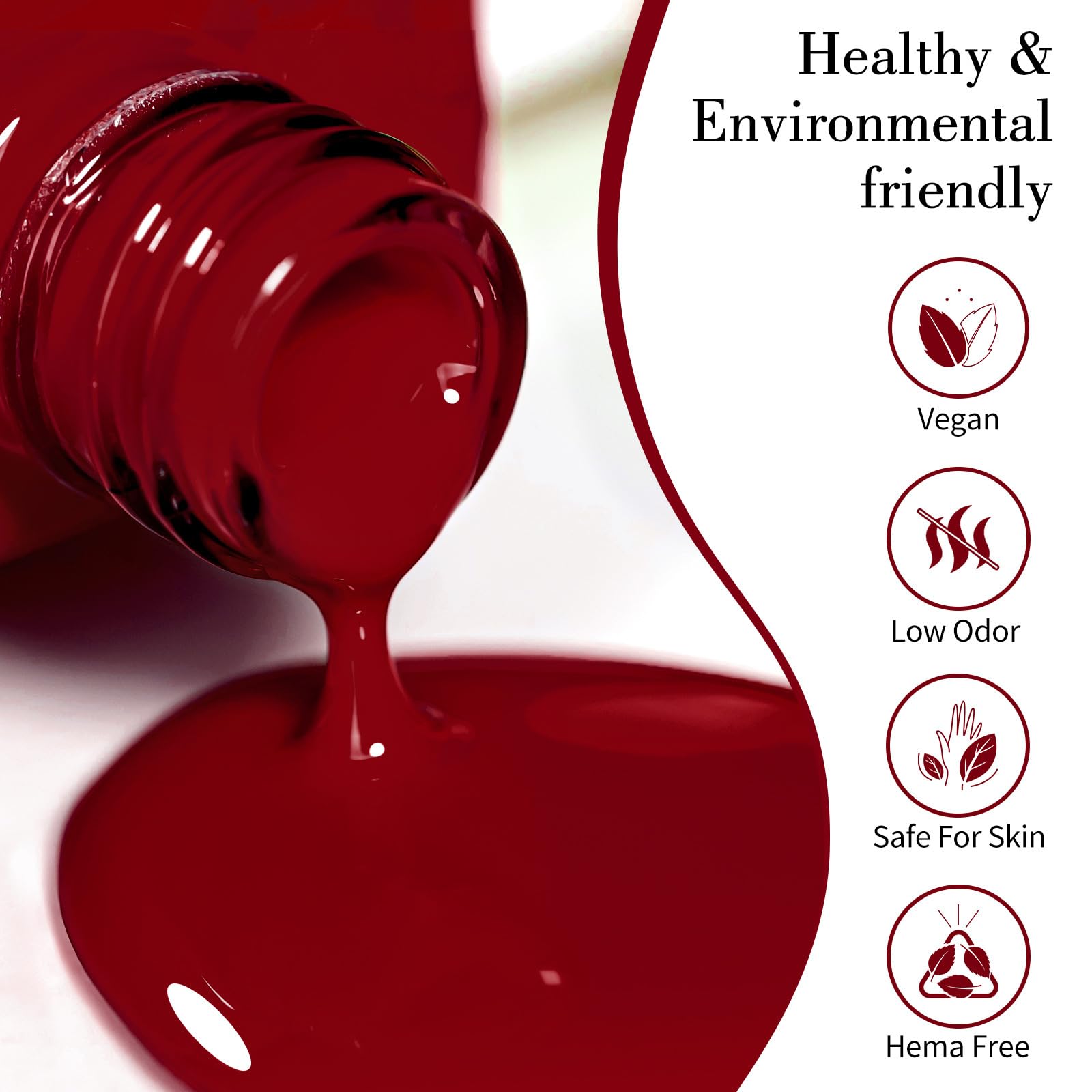 CANNI Red Gel Nail Polish - 1Pc Deep Dark Red Soak Off UV Gel Polish with High Gloss Finish for French Manicure, Salon & DIY Home Nail Art | Perfect for Parties, Weddings & Special Occasions