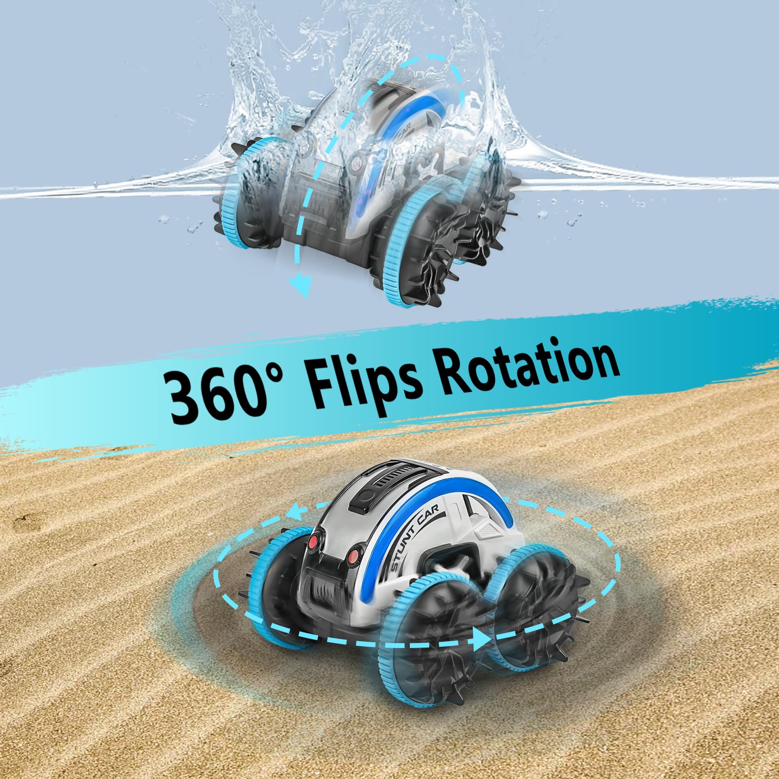 Cheerwing 2.4GHz Amphibious RC Car - All Terrain Waterproof Remote Control Stunt Vehicle with 360° Flips for Boys & Girls | Perfect for Outdoor Play, Pool Parties & Backyard Adventures