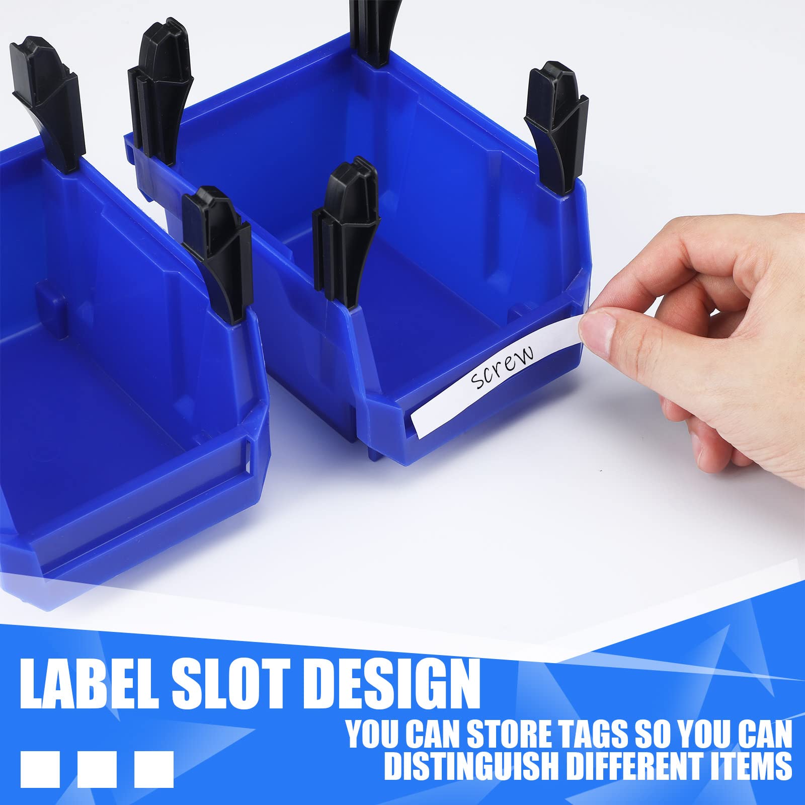 Weysat 24-Piece Wall Mounted Storage Bins Organizer - Stackable Plastic Tool Parts Rack for Screws, Nuts, Bolts & Small Hardware - Perfect for Garage, Workshop & DIY Projects