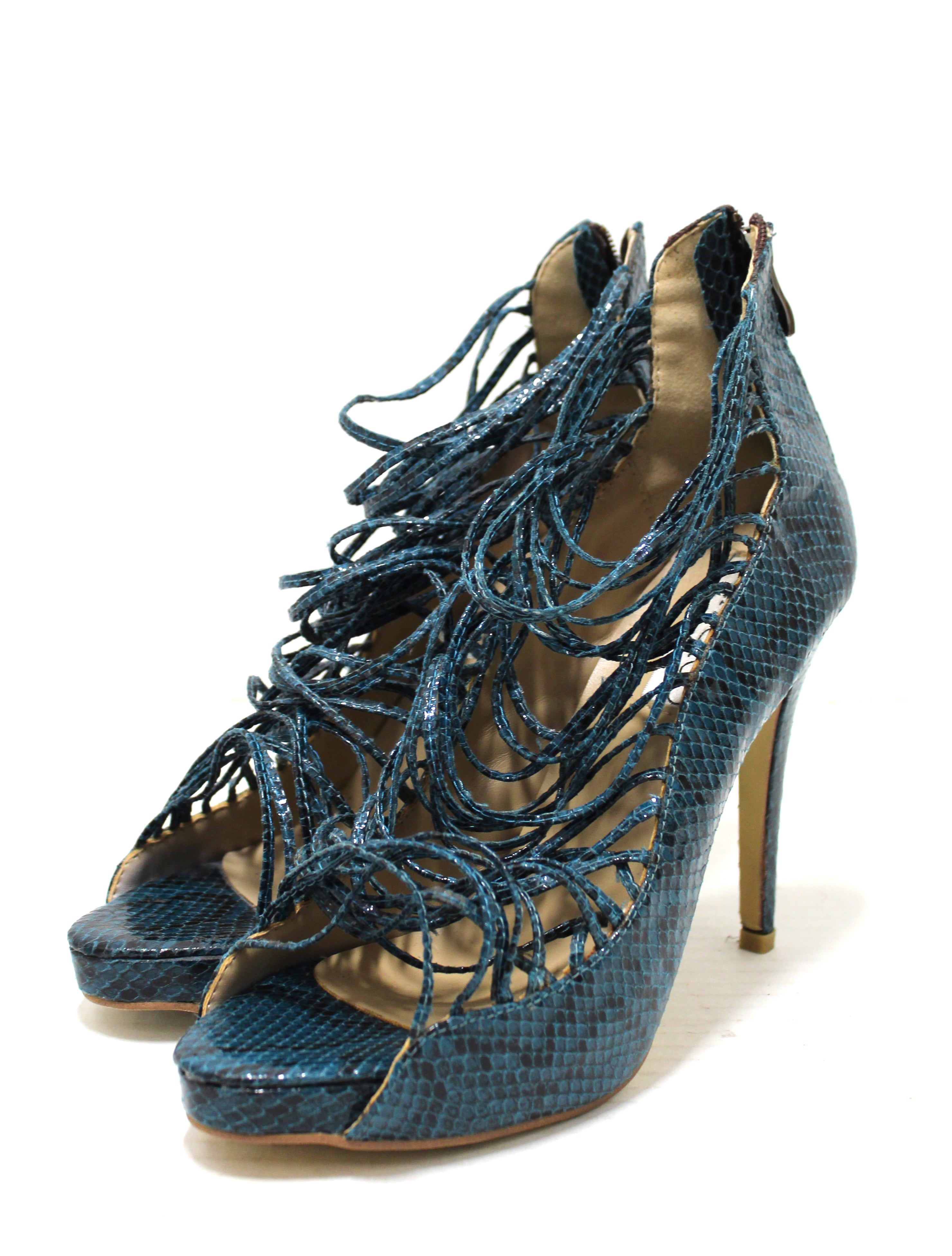 Authentic Jimmy Choo Green Snakeskin Embossed Strap Pump Heels - Women's Size 41 (US 10.5) Luxury High Heels for Parties, Weddings & Special Occasions