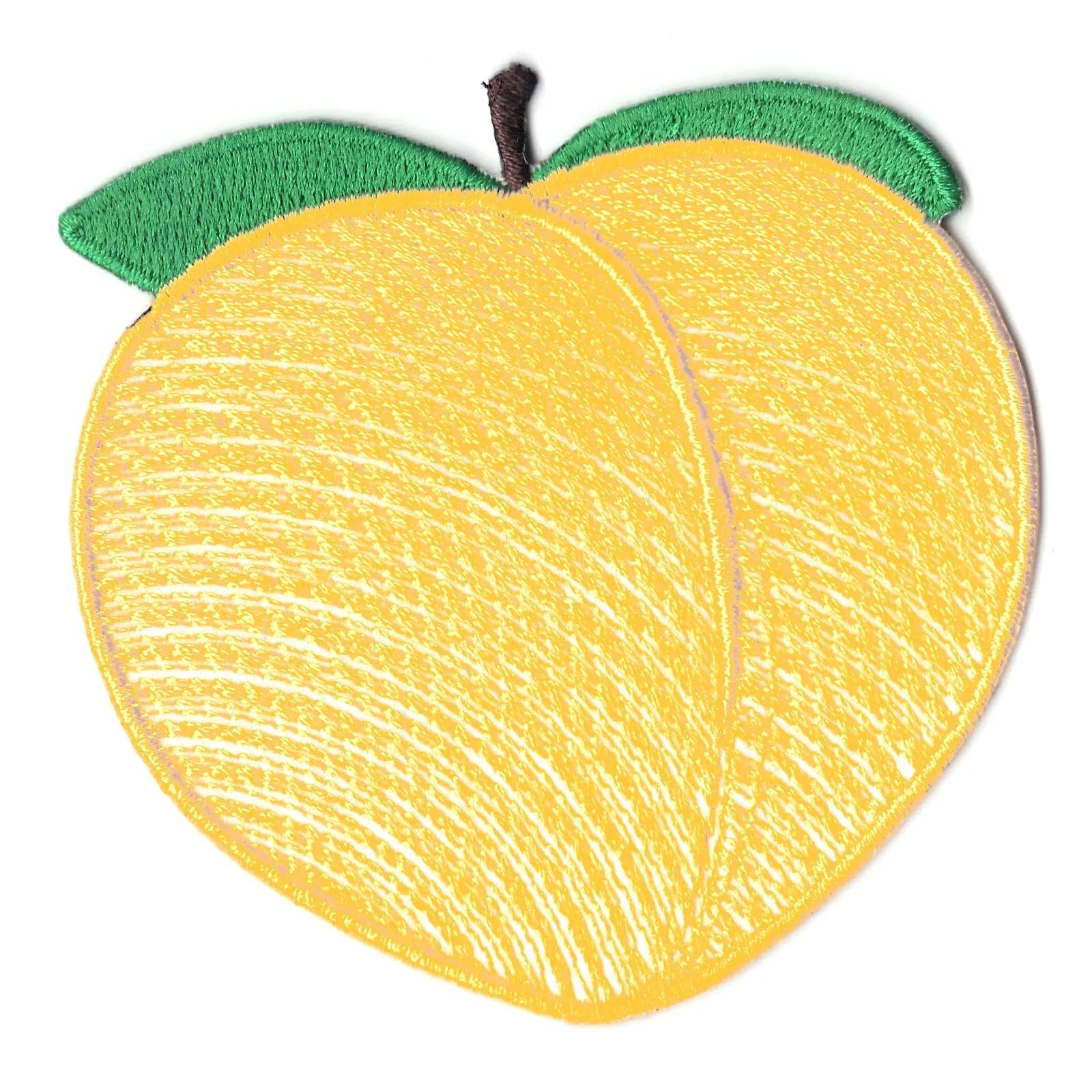 Peach Fruit Emoji Iron On Patch - Embroidered Applique for DIY Clothing, Hats & Bags - Fun Fashion Accessory for Teens & Adults