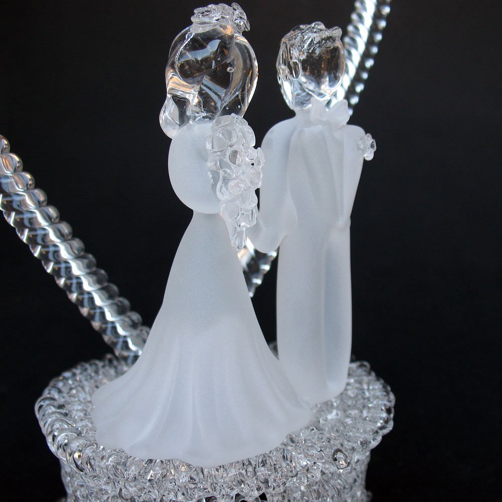 Elegant Hand-Blown Glass Bride and Groom Wedding Cake Topper - Perfect for Weddings, Anniversaries & Romantic Celebrations