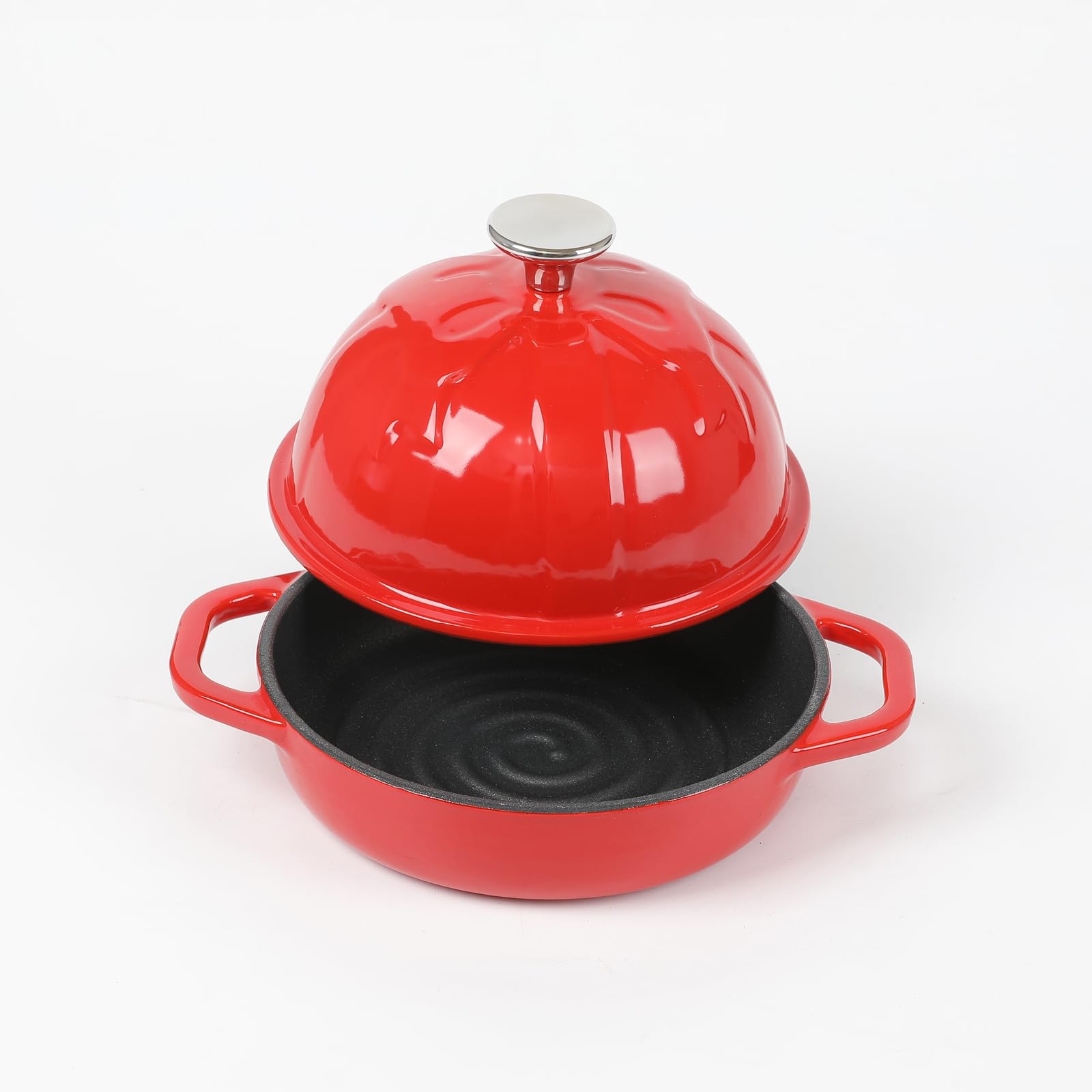 HAWOK 6.3 Inch Enameled Cast Iron Bread Cloche - 16cm Round Sourdough Baking Pan with Lid, Red Dutch Oven for Artisan Bread, Pizza Stone & Homemade Pastries - Perfect for Baking, Serving & Kitchen Decor
