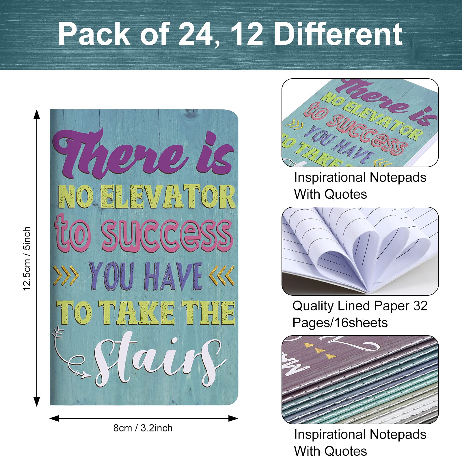 Outus 24 Pack Mini Motivational Notebooks - Inspirational Notepads for School, Office & Travel - Small Pocket Journals with 12 Cute Designs - Perfect Gift & Daily Encouragement Supplies (Ideal for Students, Professionals & Travelers)