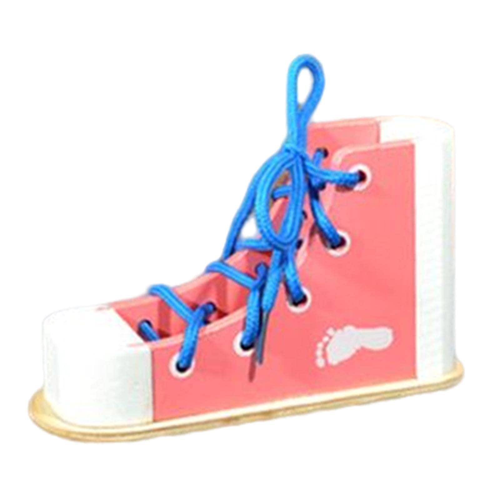 Milageto Wooden Lacing Shoe Toy for Kids - Learn to Tie Shoes, Montessori Educational Toy for Toddlers, Shoe Tying Practice Kit for Preschoolers (Pink) - Perfect for Early Childhood Development & Fine Motor Skills Training
