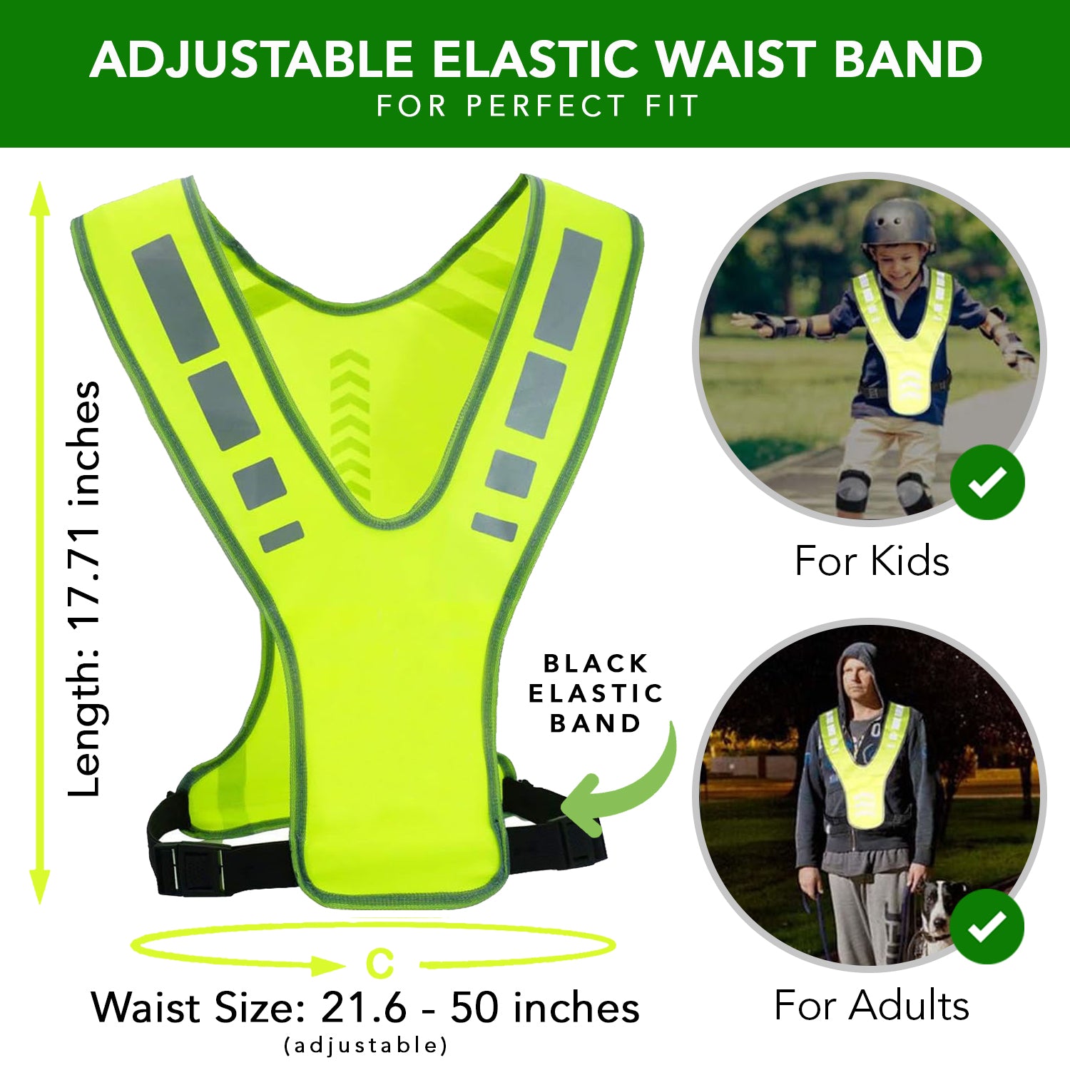 High Visibility Reflective Running Vest with Pocket for Men, Women & Kids - Safety Reflective Gear for Night Cycling, Walking, Jogging & Outdoor Activities - Perfect for Runners, Cyclists & Pedestrians in Low Light Conditions