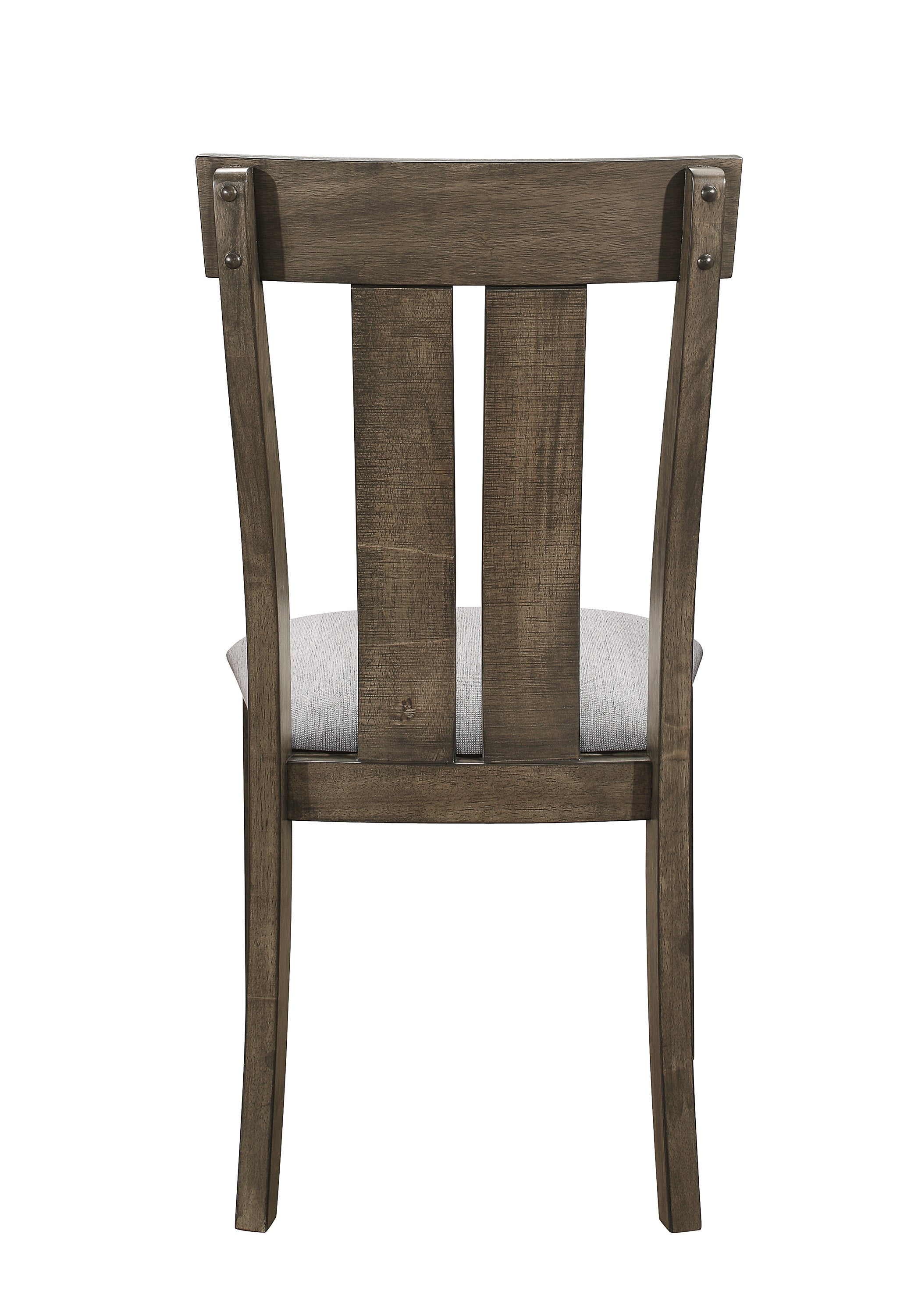 2pc Brown Oak & Gray Fabric Dining Chairs - Rustic Farmhouse Style Wooden Furniture with Upholstered Seats - Perfect for Kitchen, Dining Room & Country Home Decor