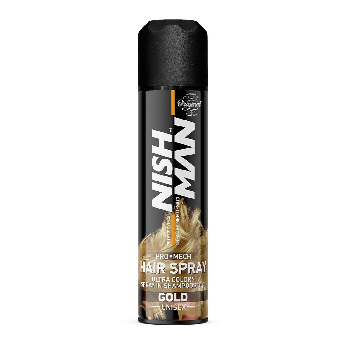 Nishman Professional Temporary Hair Color Spray - Gold | 150ml | Vegan, Peroxide & Ammonia Free | Safe for Daily Use | Unisex Hair Dye for Men & Women | Perfect for Parties, Halloween & Cosplay