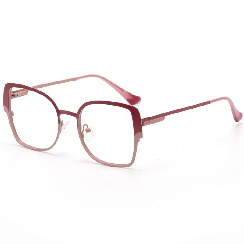 Aror Women's Full Rim Square Cat Eye Eyeglasses 88564 - Stylish Alloy Frame for Reading, Work & Fashion (Black)