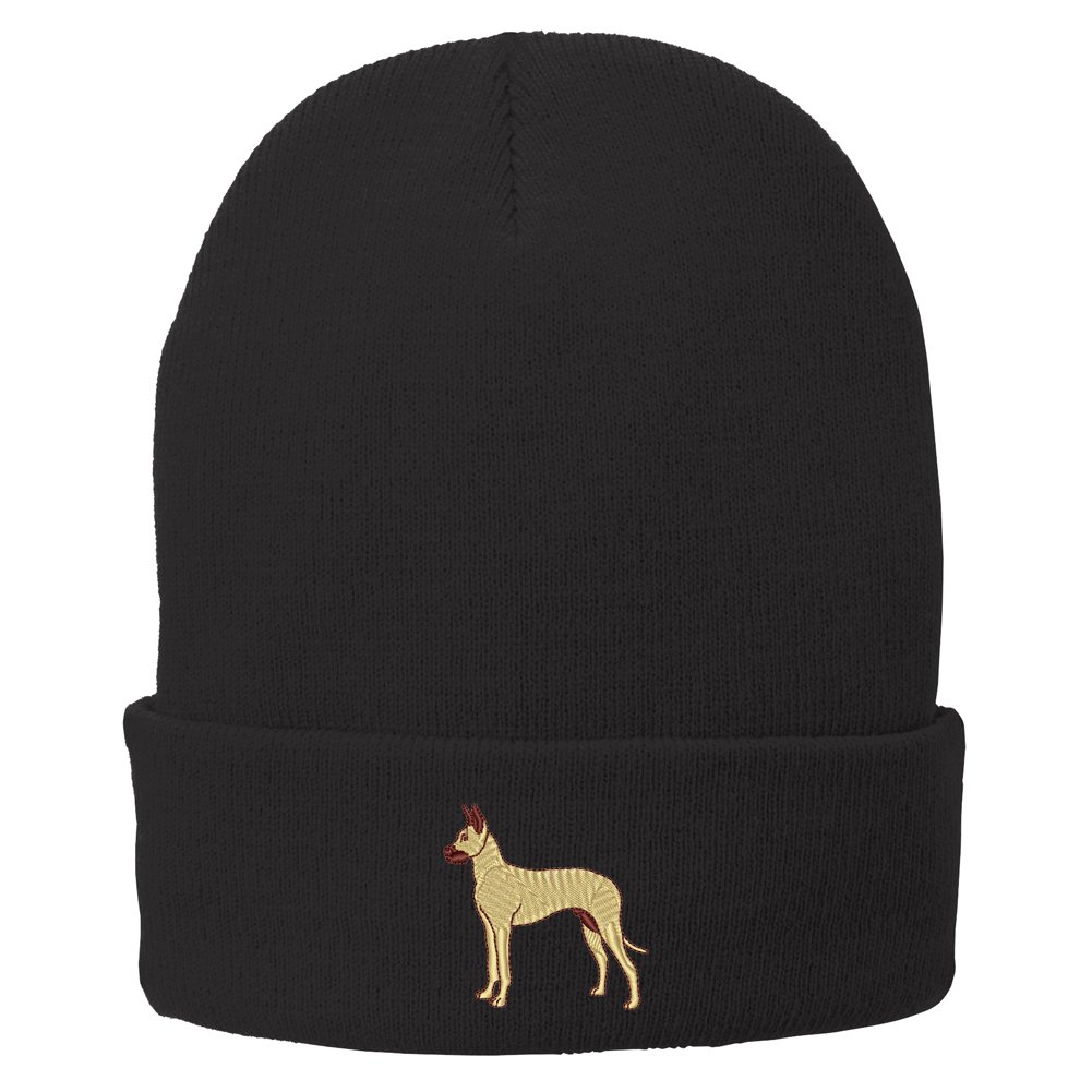 Trendy Great Dane Embroidered Winter Knit Beanie Hat for Men & Women - Warm Fleece-Lined Skull Cap for Cold Weather, Dog Lovers Gift, Outdoor Activities