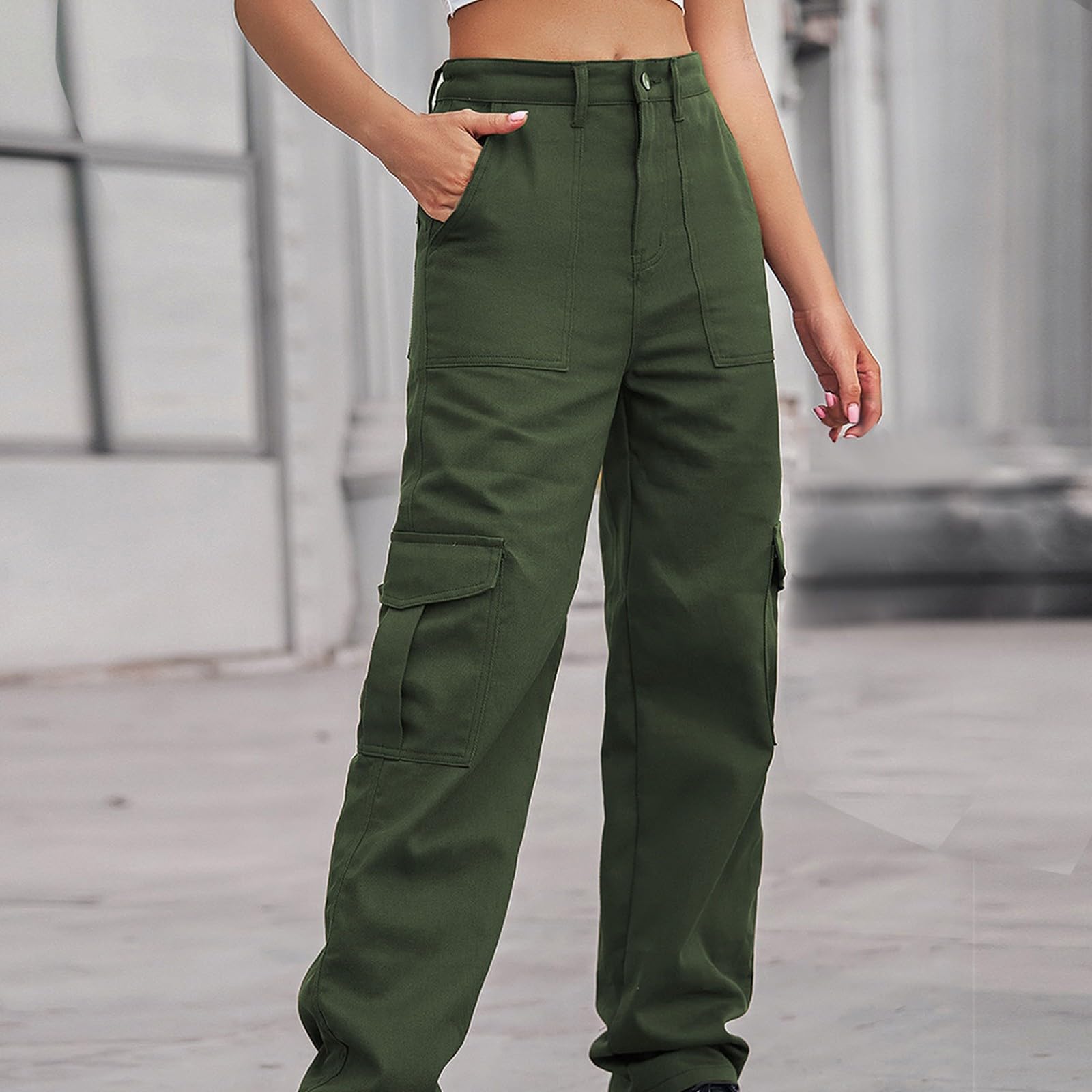 Women's Relaxed Fit Stretch Cargo Pants - High Waist Baggy Y2K Cargo Jeans with Pockets | Wide Leg Hiking Pants for Teen Girls | Perfect for Outdoor Adventures, Streetwear Fashion & Casual Wear