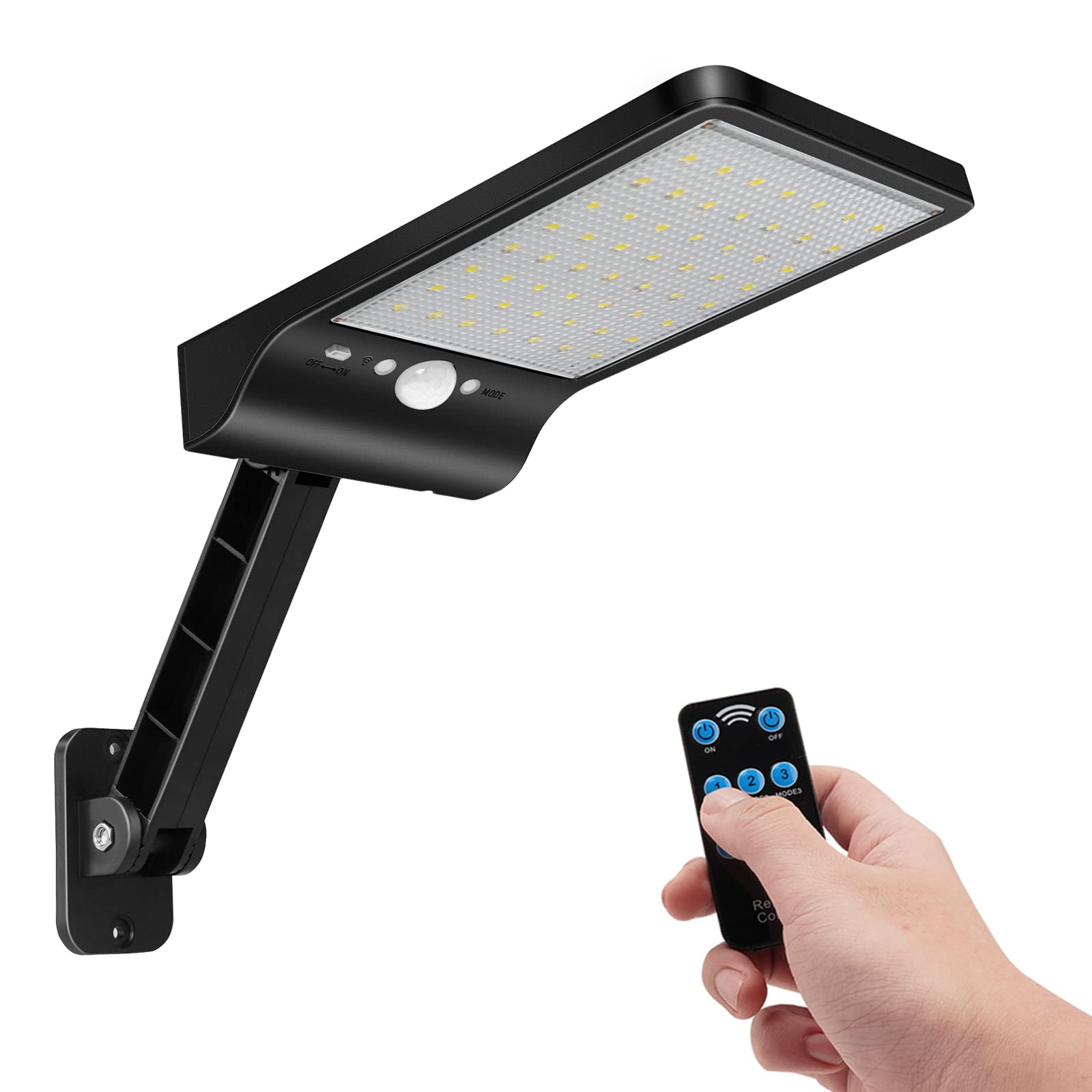 Aqonsie 56LED Solar Security Lights Outdoor with Remote Control - 180° Adjustable Angle, Motion Sensor & 3 Lighting Modes - Waterproof Solar Powered Wall Lights for Backyard, Garden, Pathway, Deck, Garage, and Home Exterior Security Lighting