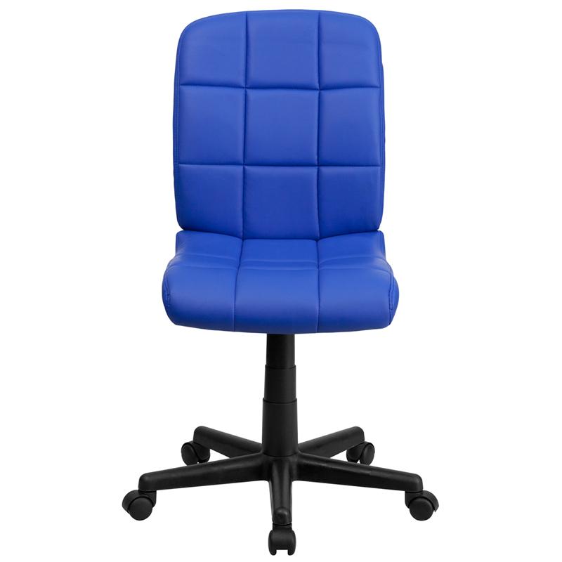 FLASH Clayton Mid Back Black Quilted Vinyl Swivel Task Office Chair with Arms - Ergonomic Desk Chair for Home Office, Computer Workstation & Conference Room