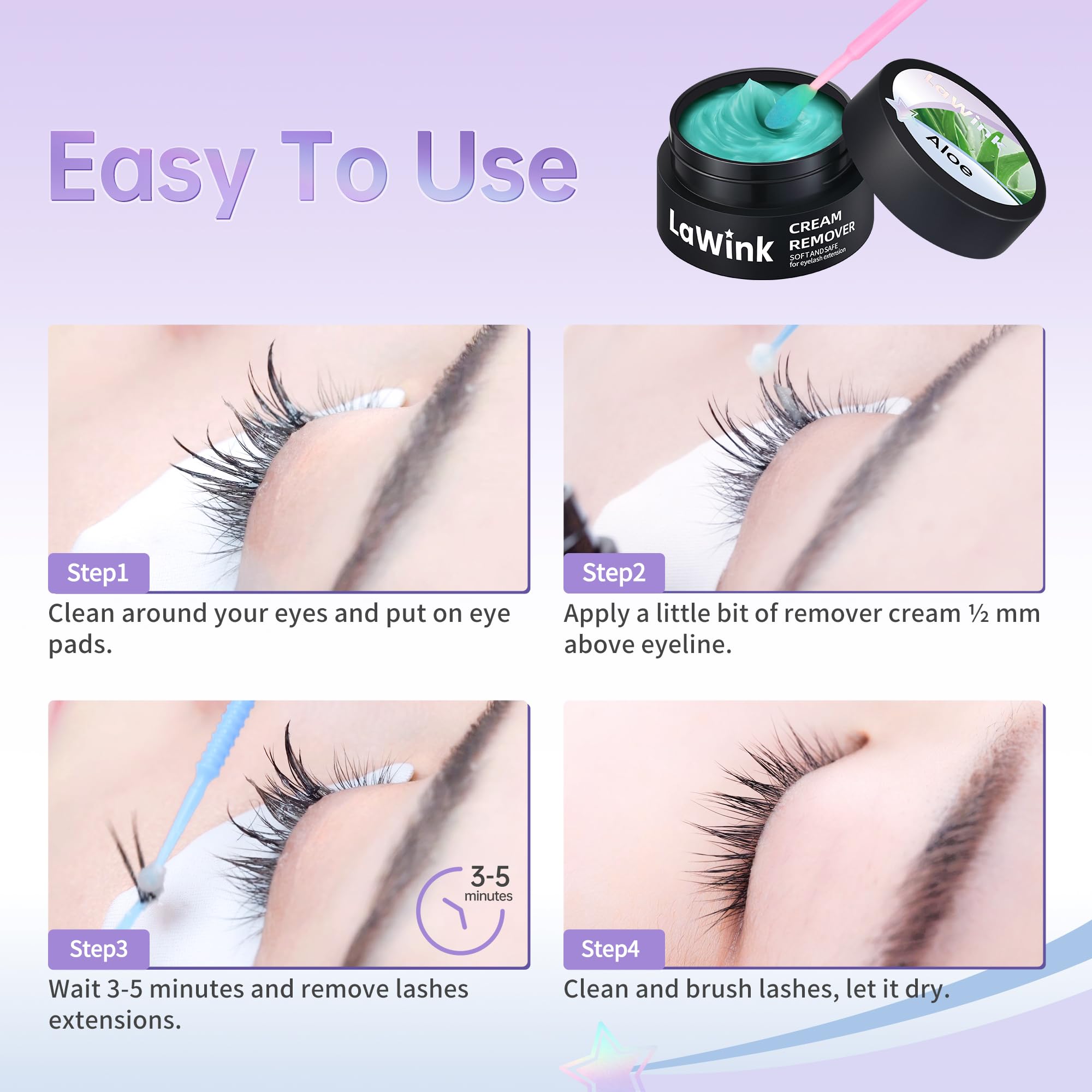 LaWink Eyelash Extension Remover Cream 5g - Gentle & Fast Acting Lash Glue Remover for Professionals | Low Irritation Formula with Aloe | Perfect for Salon & Home Use