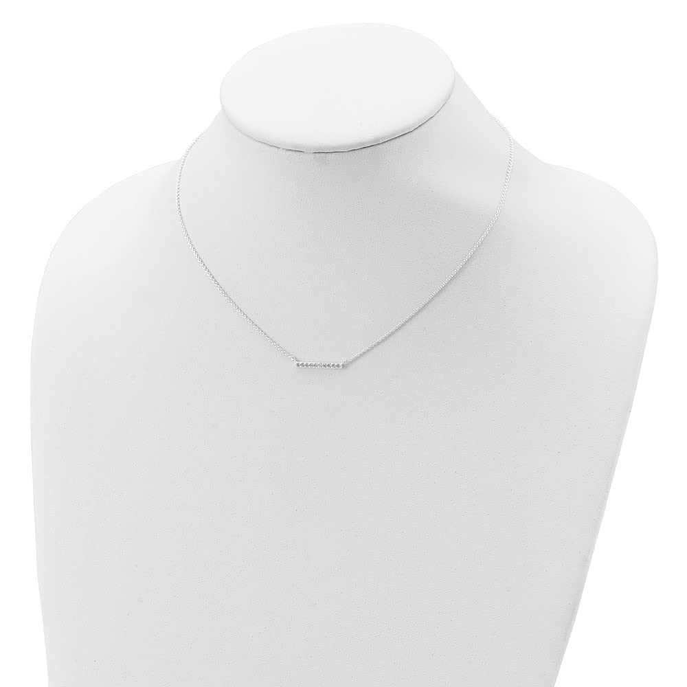 925 Sterling Silver Cubic Zirconia Bar Necklace for Women - Elegant Minimalist Pendant Jewelry Gift for Her, 16