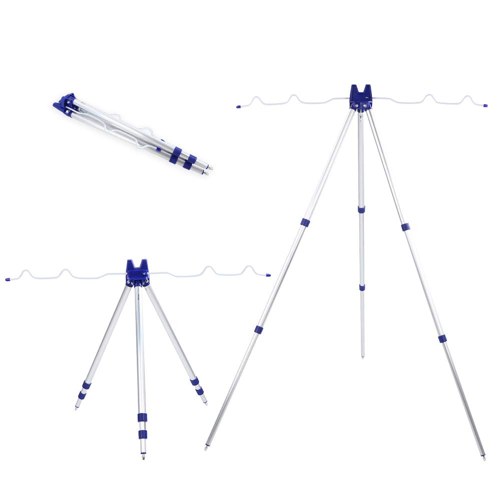 Adjustable Aluminum Alloy Fishing Rod Holder - Telescopic Tripod Stand with Hook for Fishing Poles - Perfect for Shore Fishing, Boat Fishing & Ice Fishing Support